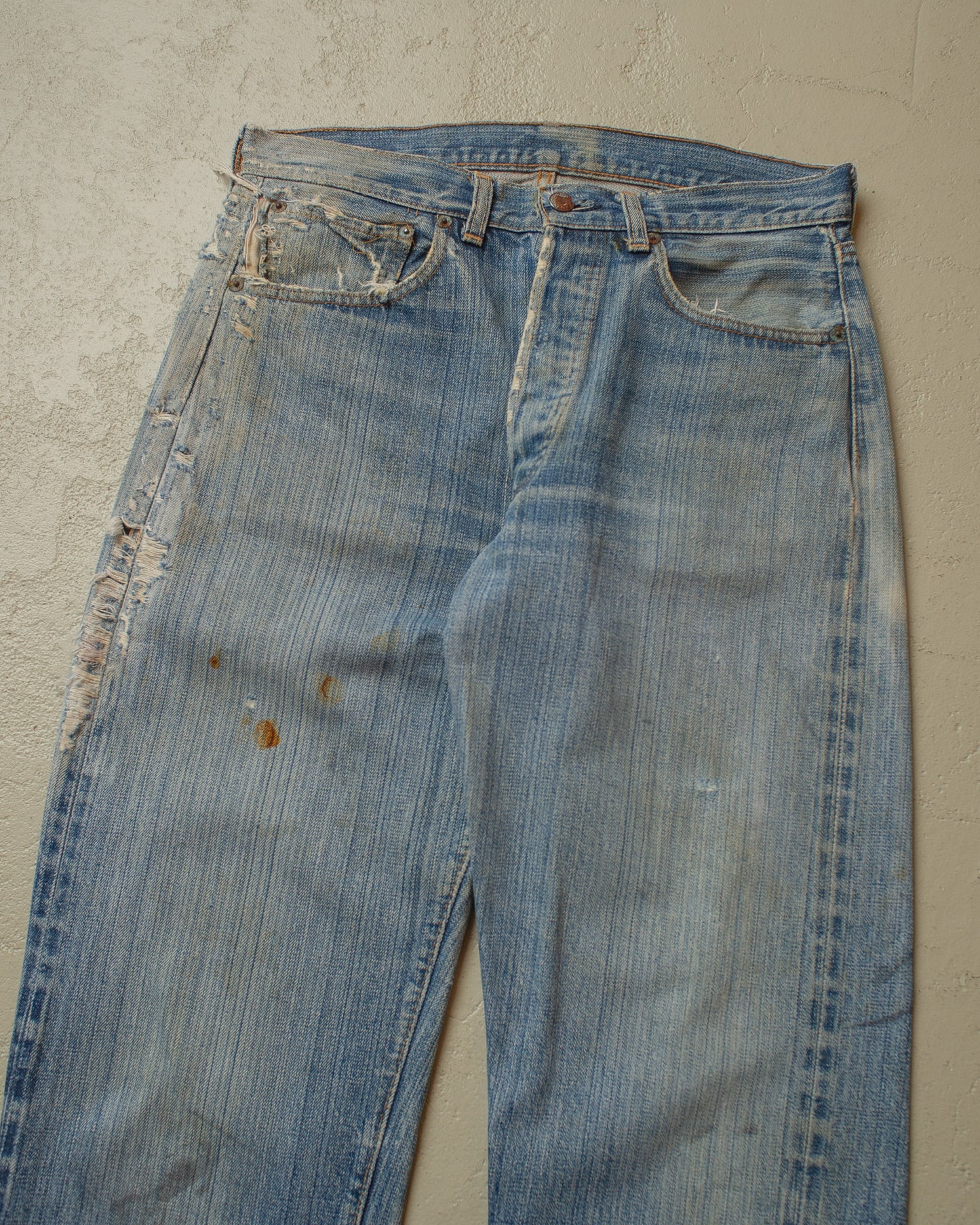 1980s thrashed Levi´s 501 Selvedge Jeans blue - W31 L30