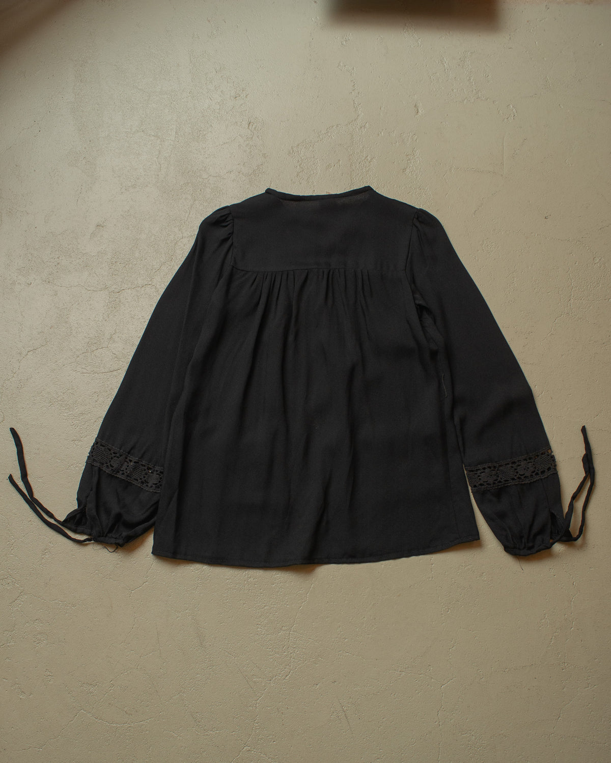 ca. 1960s British Womens Rayon Lace Shirt black - S