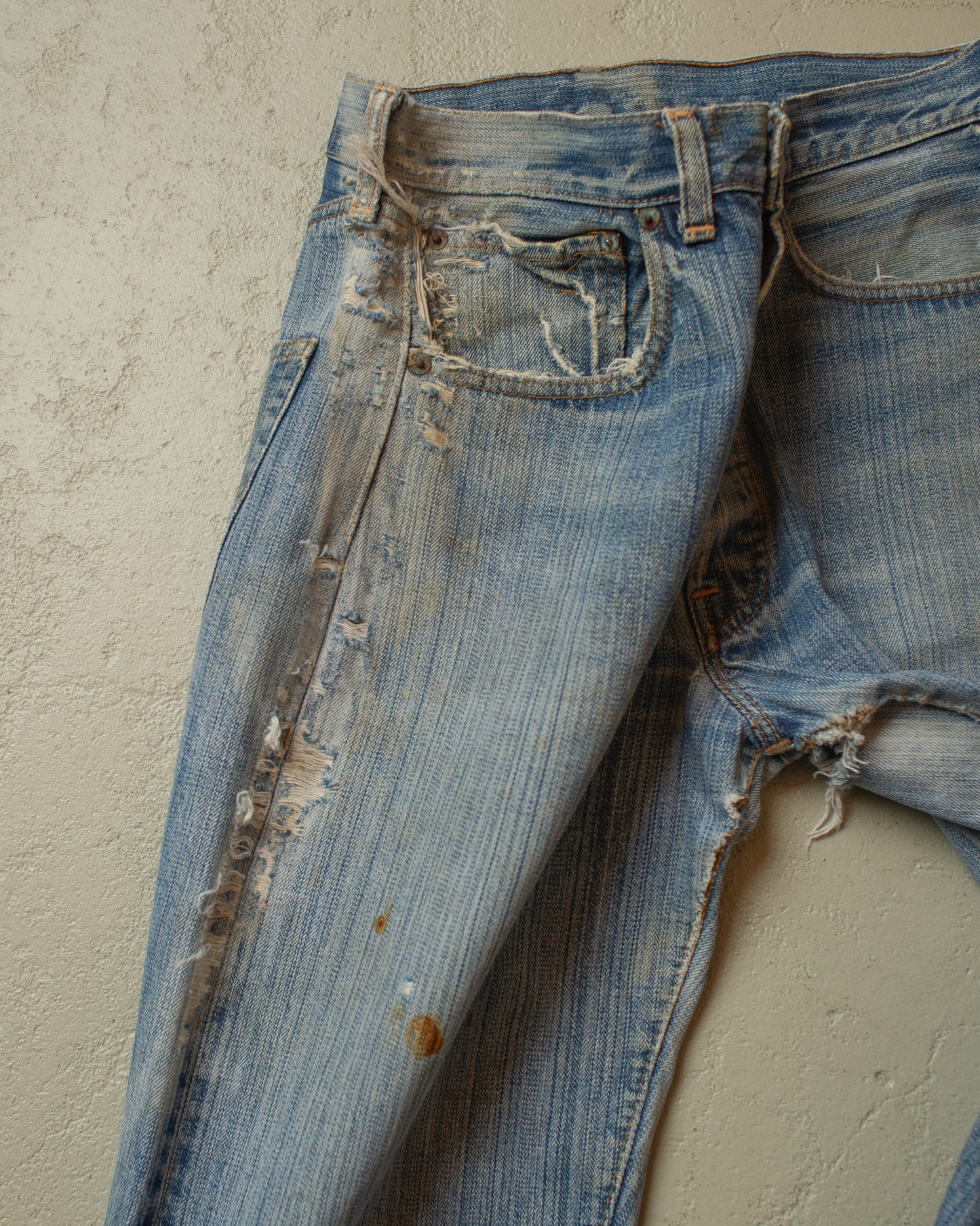 1980s thrashed Levi´s 501 Selvedge Jeans blue - W31 L30