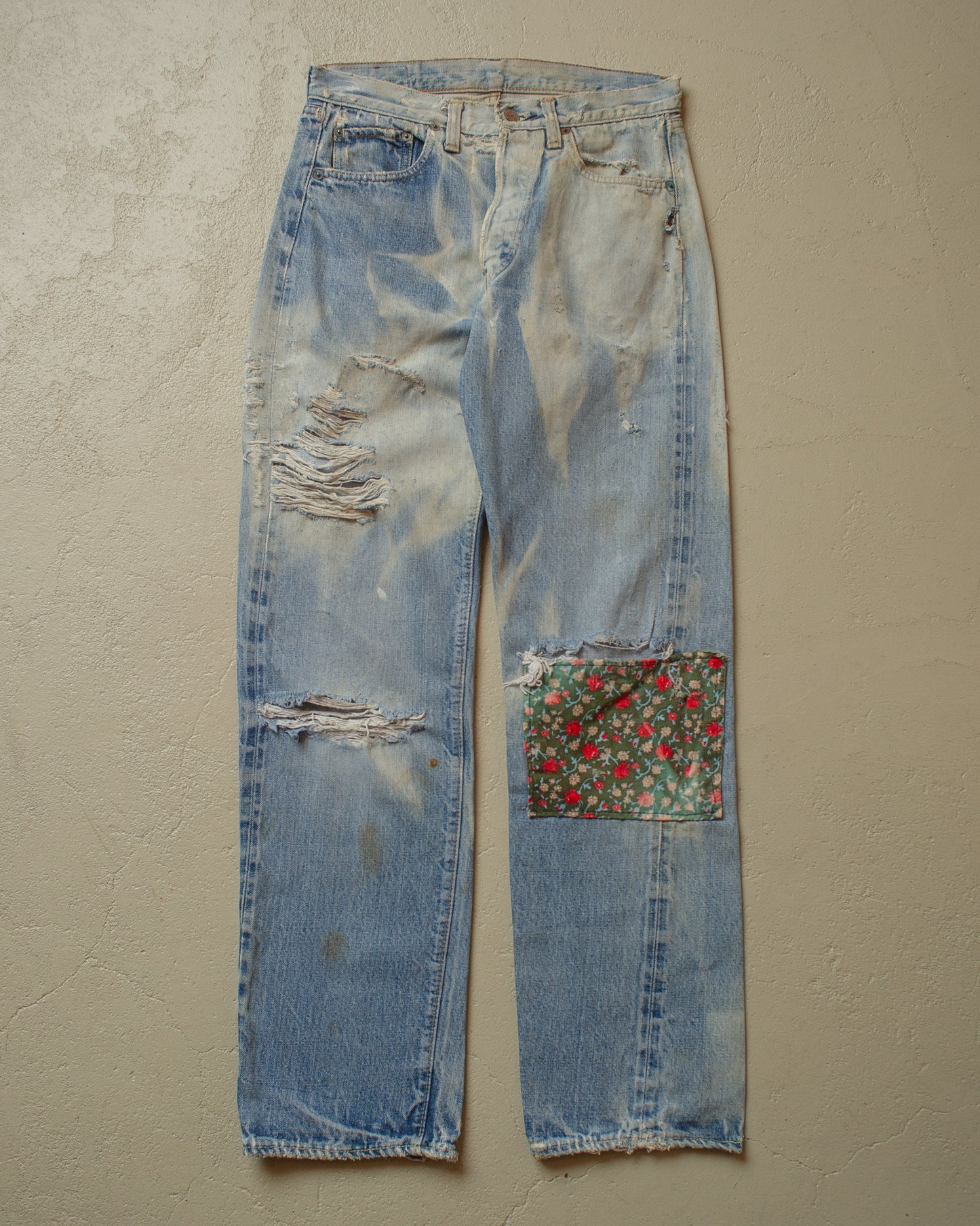 1980s thrashed Levi´s 501 Selvedge Jeans blue - W29 L30