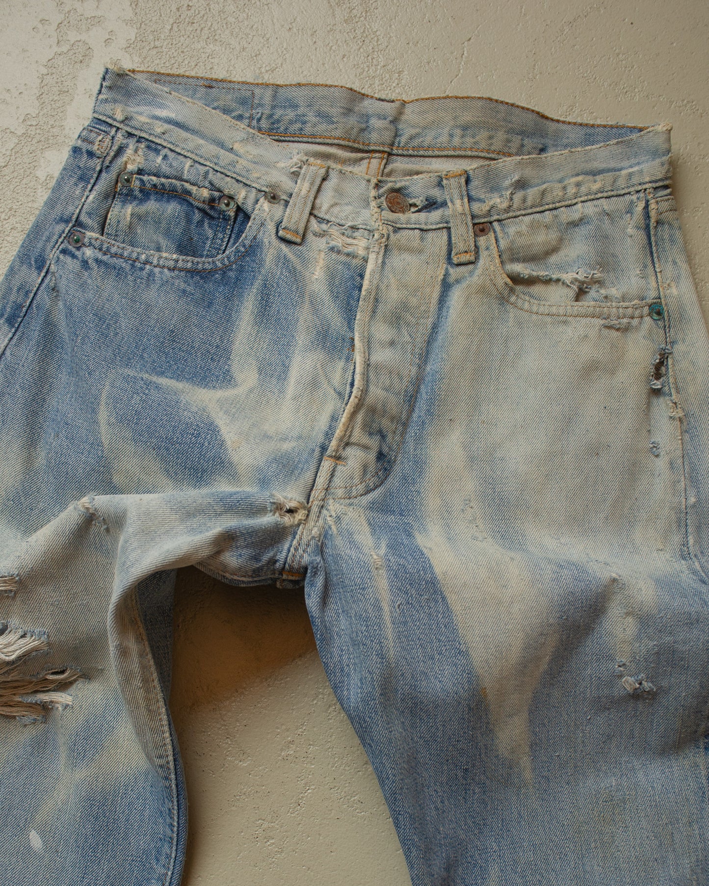 1980s thrashed Levi´s 501 Selvedge Jeans blue - W29 L30