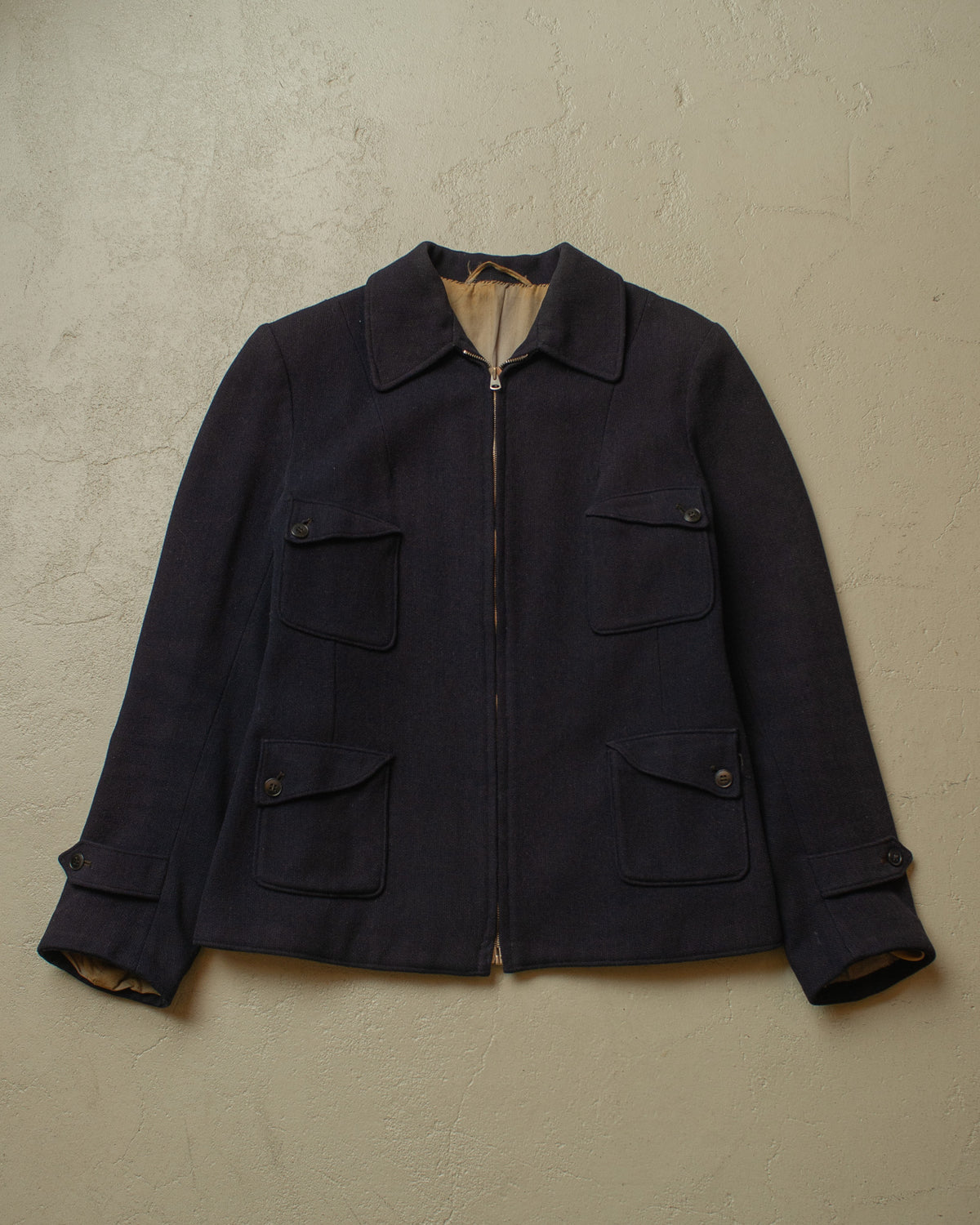 1930s German Womens "ADEFA" 4 Pocket Ski Wool Jacket navyblue - M
