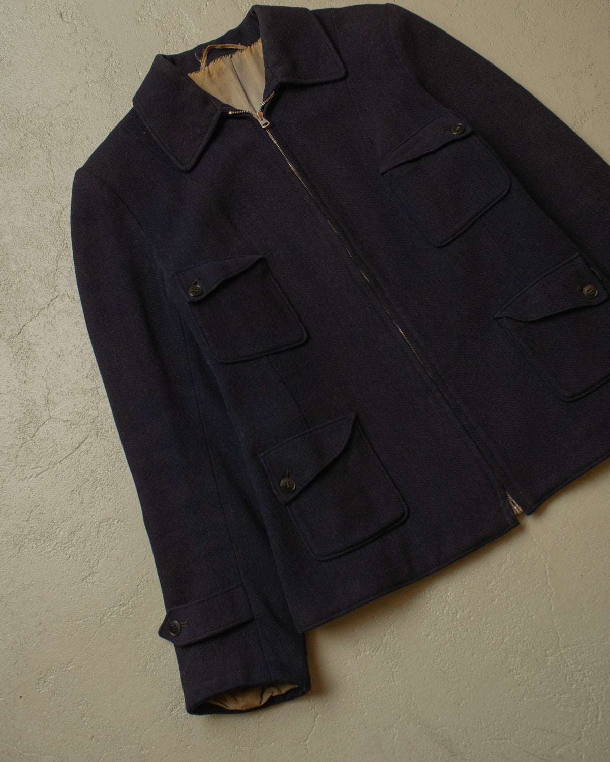1930s German Womens "ADEFA" 4 Pocket Ski Wool Jacket navyblue - M