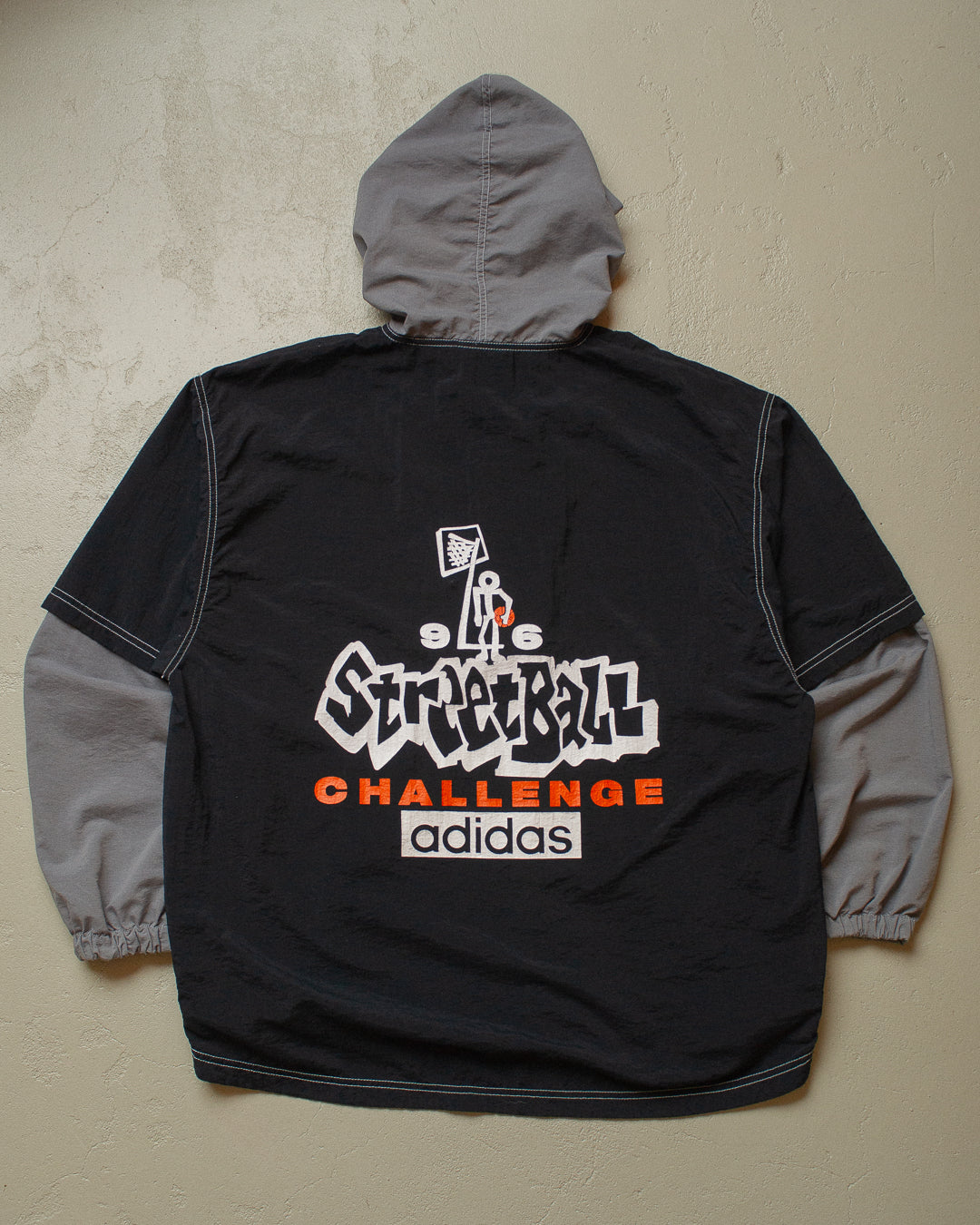 1996 Adidas Streetball Windbreaker black/grey - XL