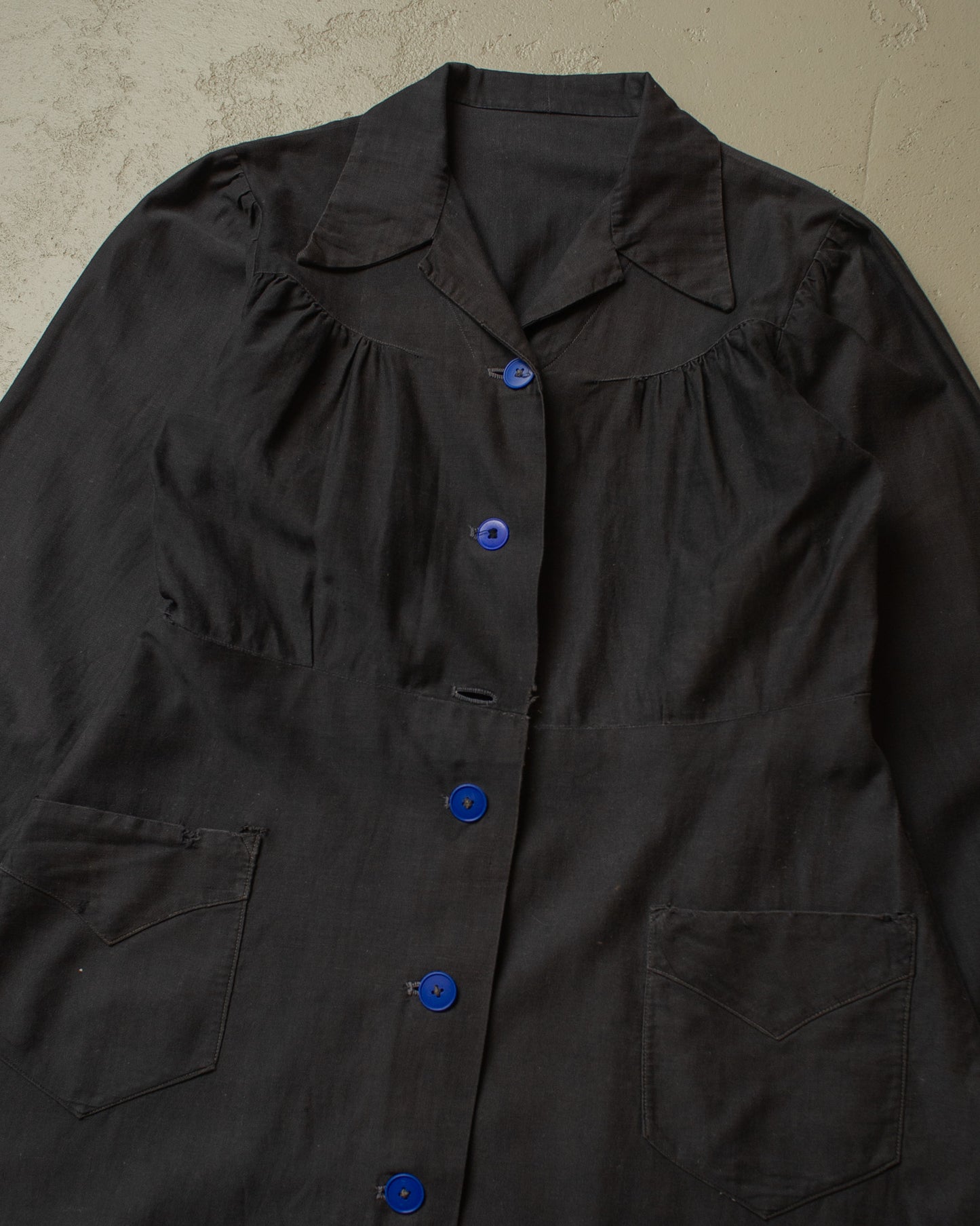 1920s/30s Womens French Handsewn Work Dress black - S/M