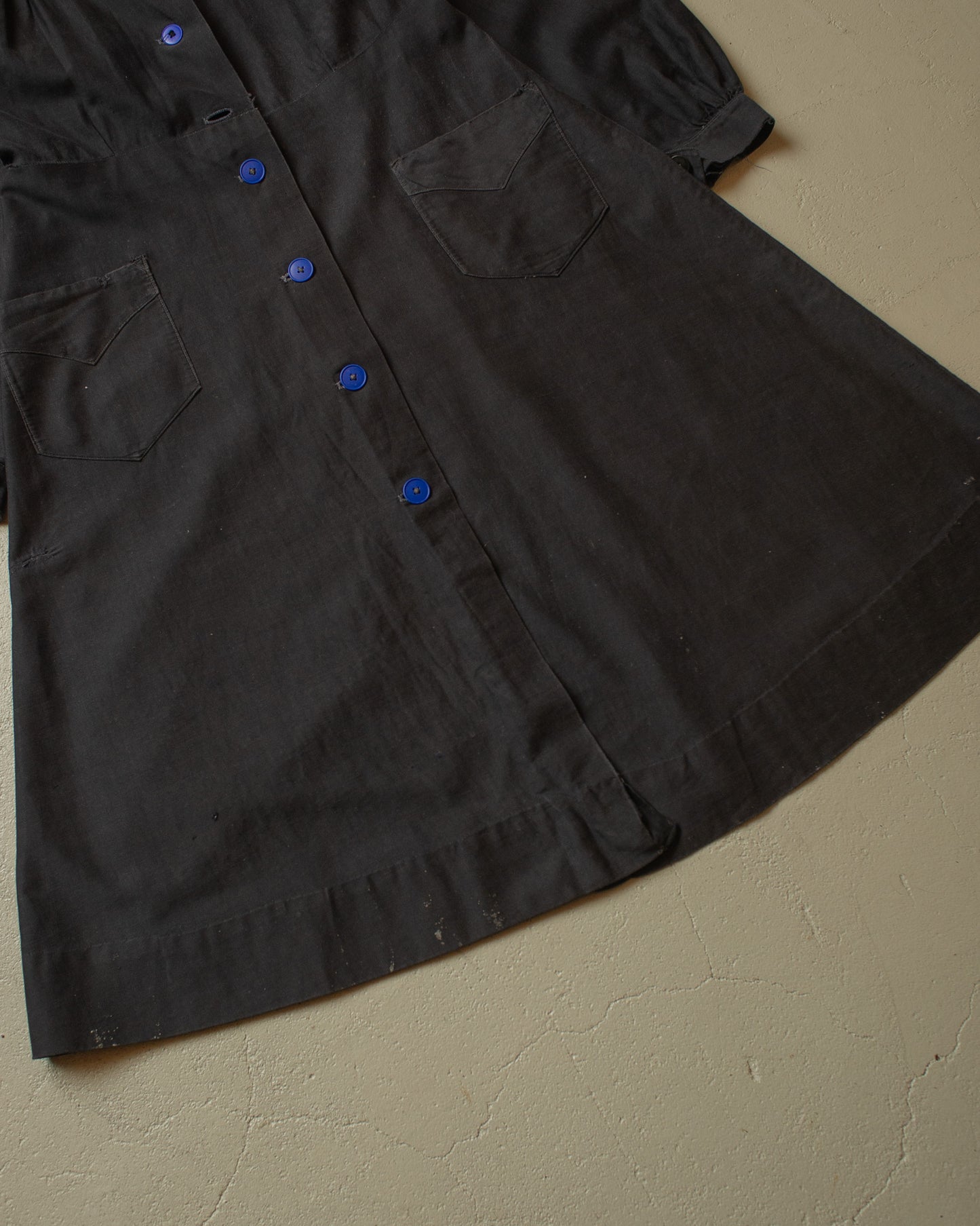 1920s/30s Womens French Handsewn Work Dress black - S/M