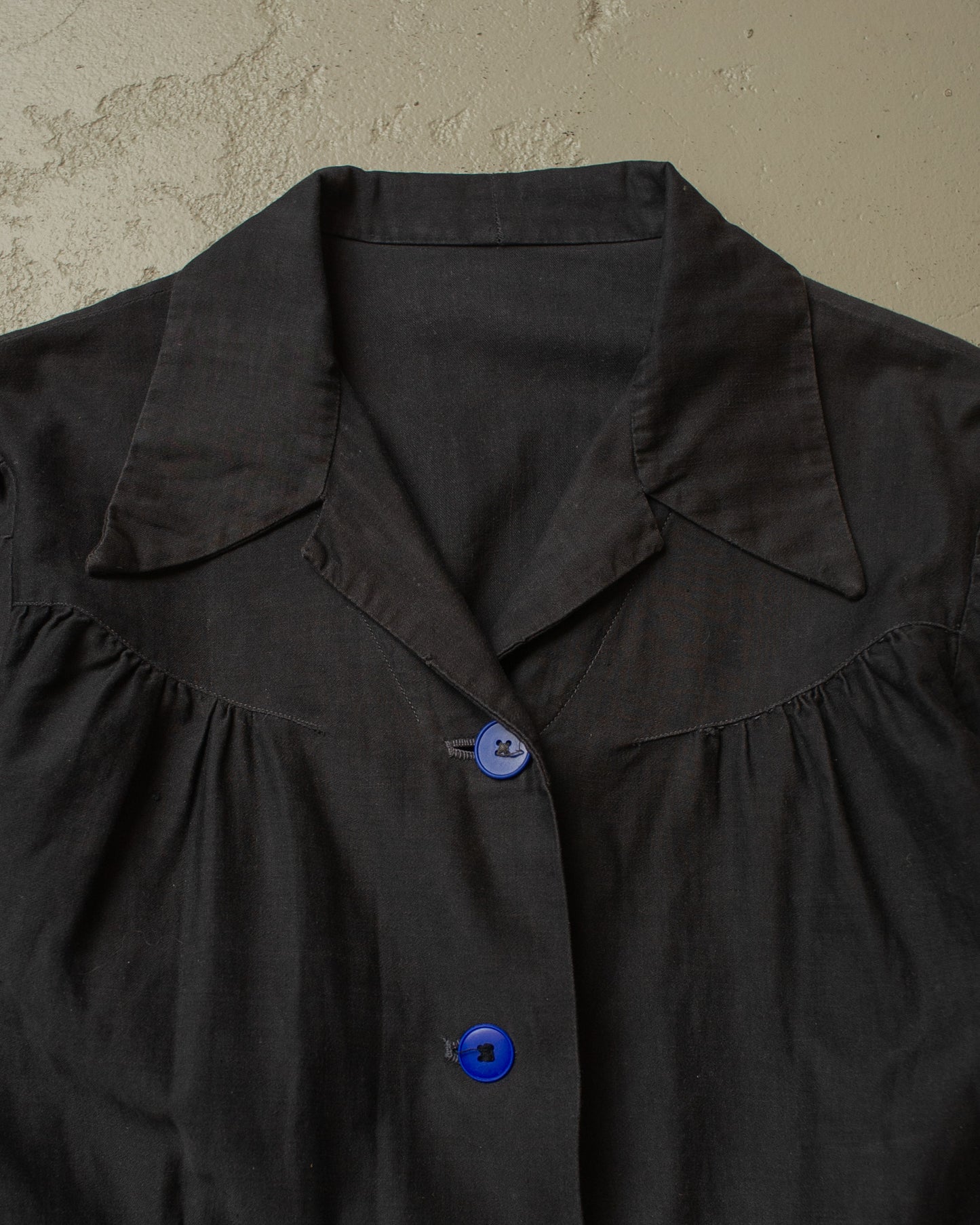 1920s/30s Womens French Handsewn Work Dress black - S/M
