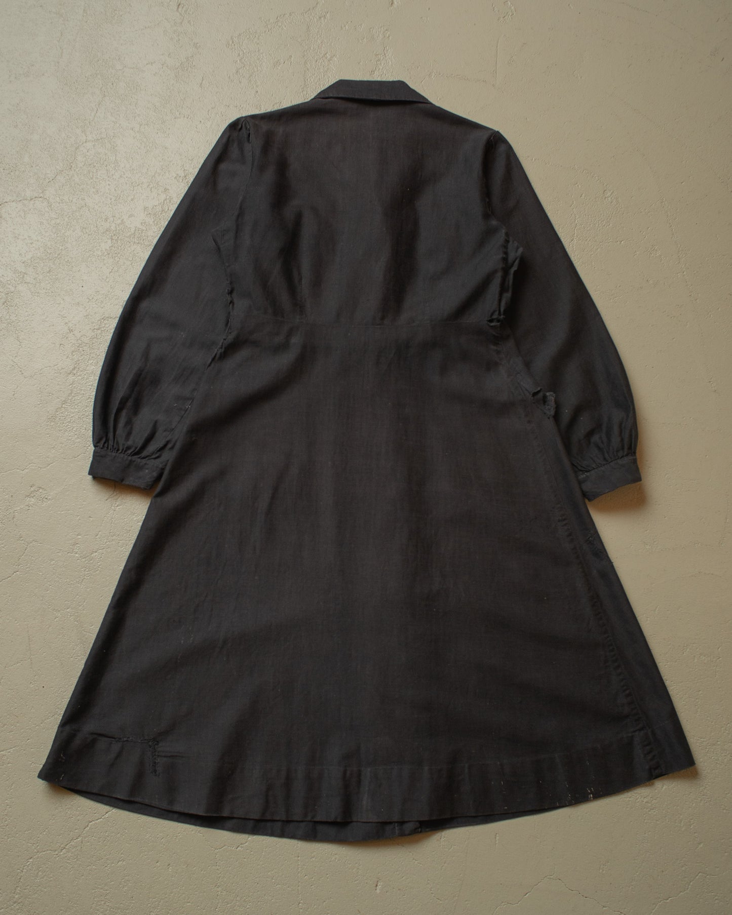 1920s/30s Womens French Handsewn Work Dress black - S/M