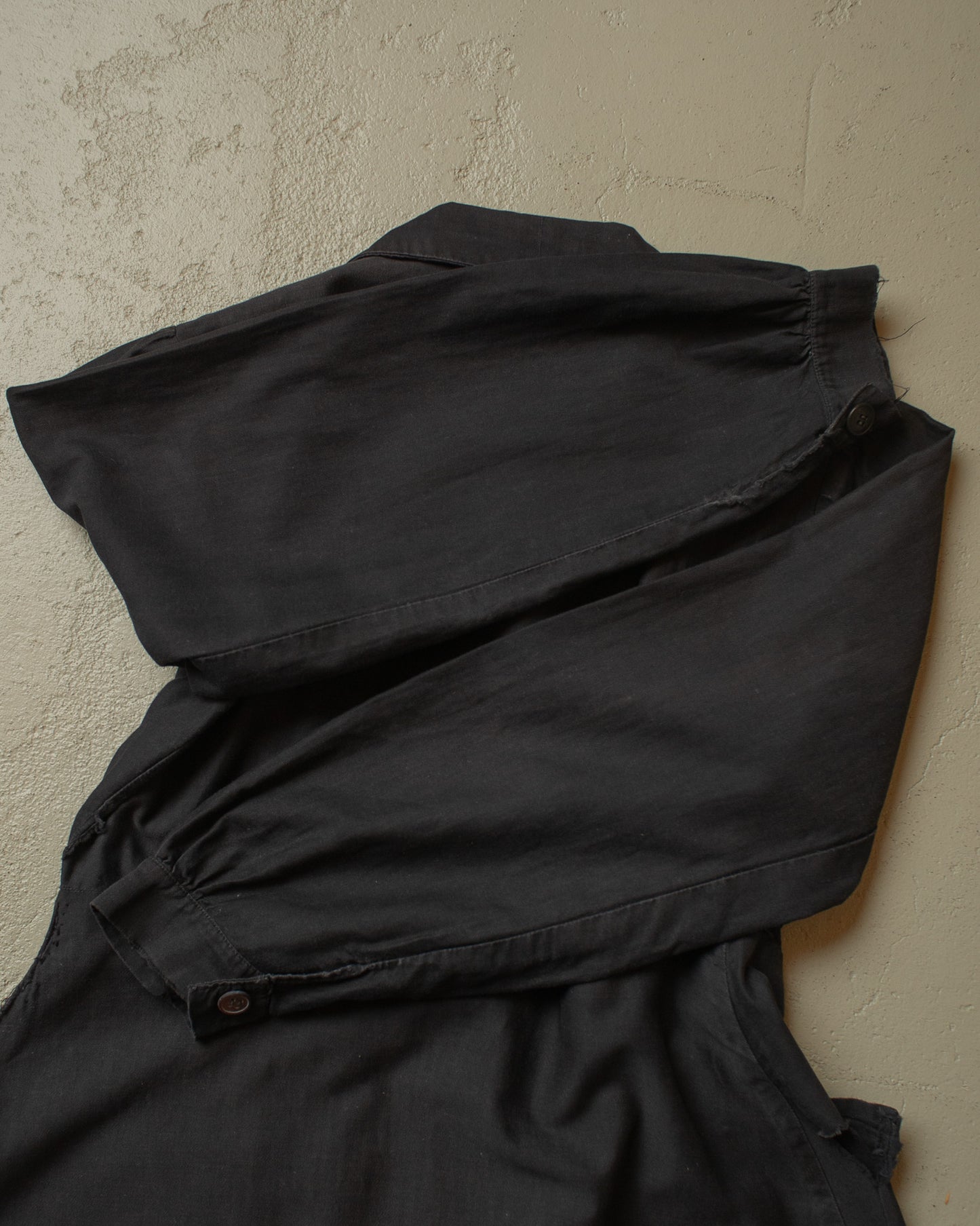 1920s/30s Womens French Handsewn Work Dress black - S/M