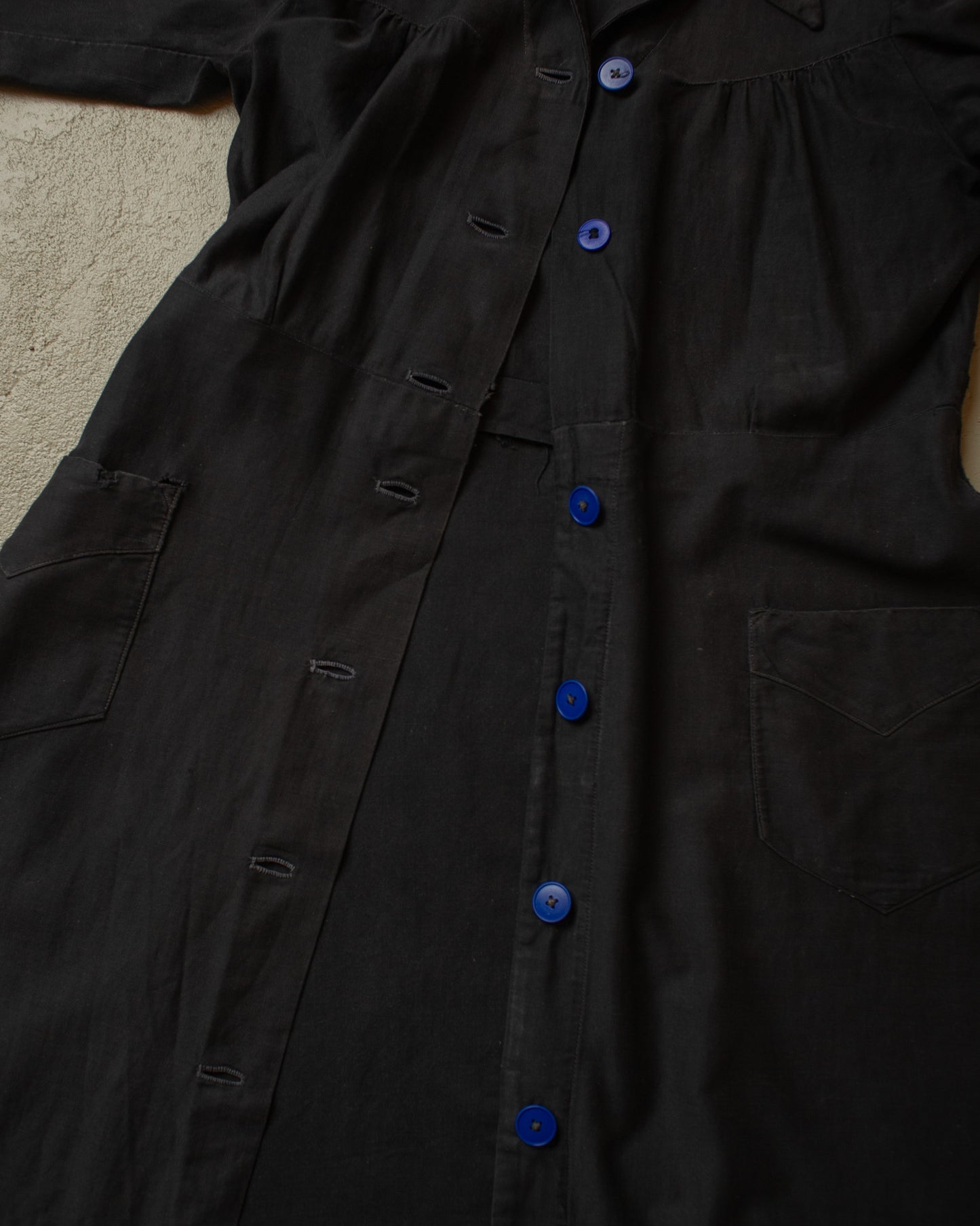 1920s/30s Womens French Handsewn Work Dress black - S/M
