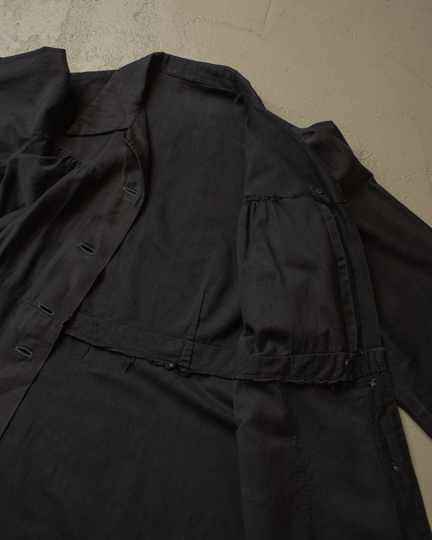 1920s/30s Womens French Handsewn Work Dress black - S/M
