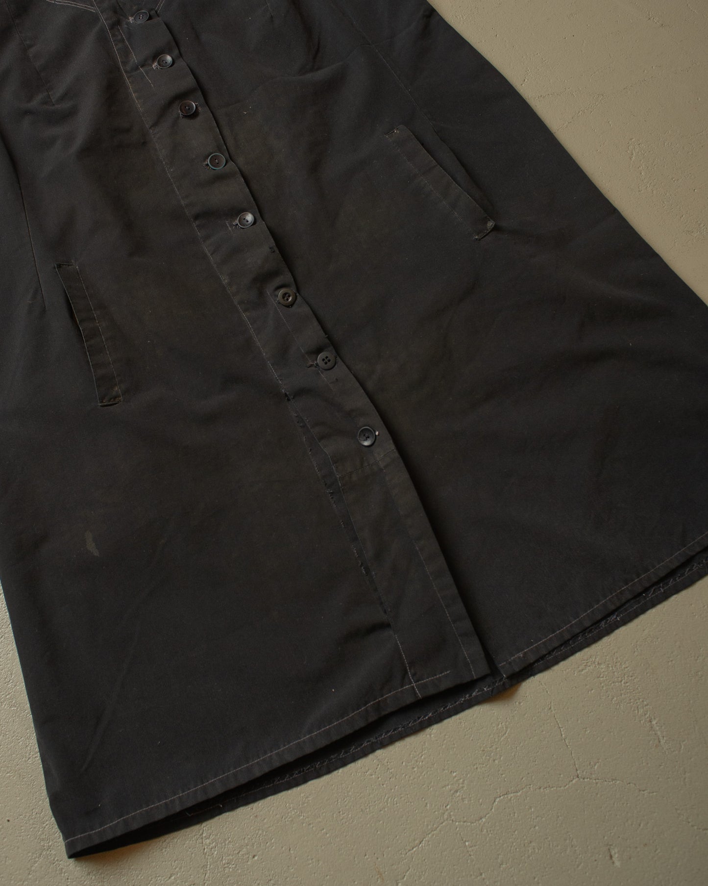 1920s/30s French Handsewn Sleeveless Work Dress black - S-L