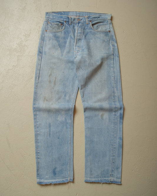 1980s Levi´s 501 Selvedge distressed Jeans blue - W33 L32