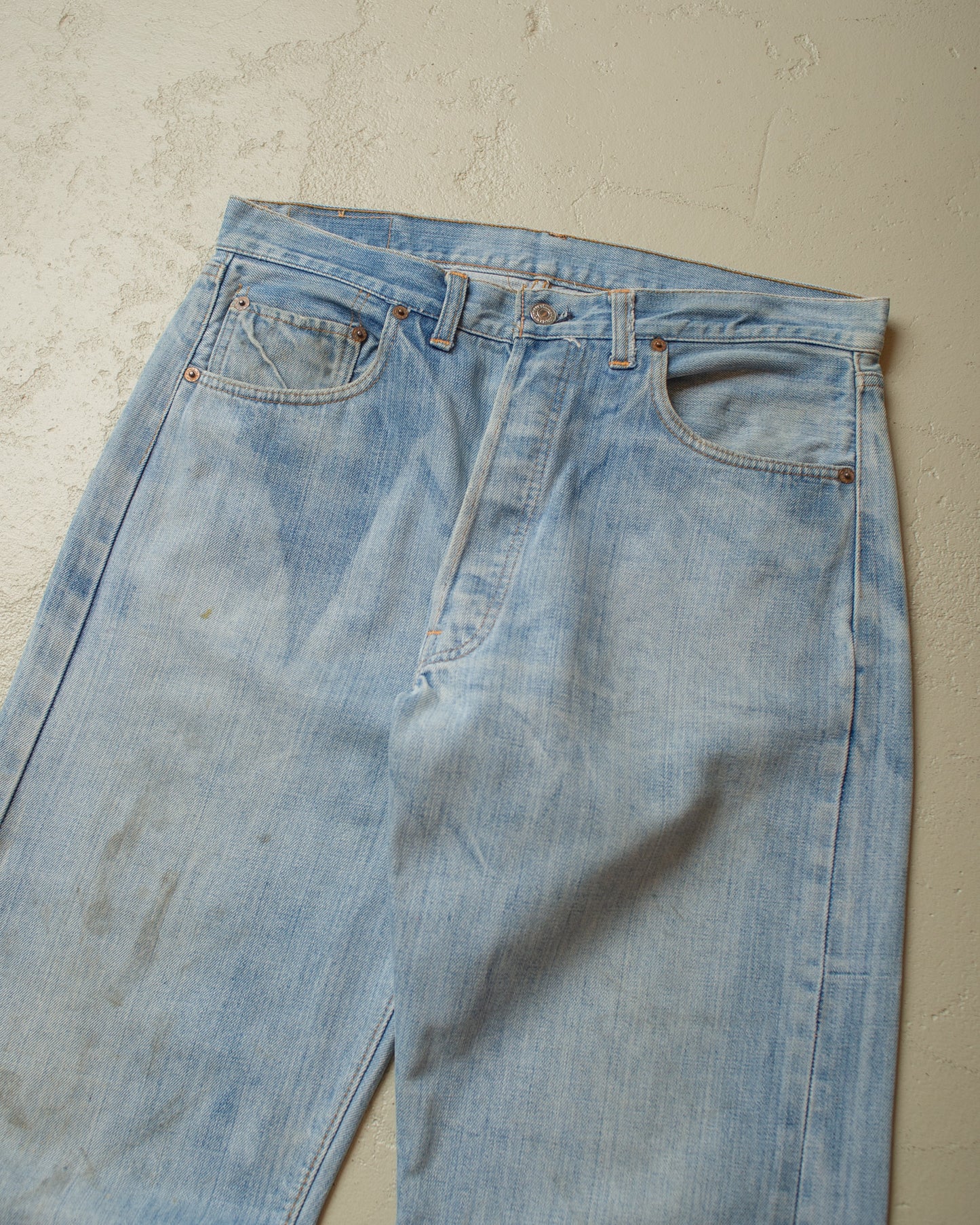 1980s Levi´s 501 Selvedge distressed Jeans blue - W33 L32