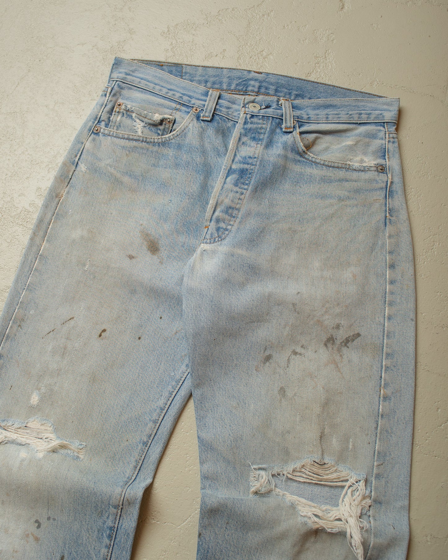1980 Levi´s 501 Selvedge distressed Jeans blue - W31 L30