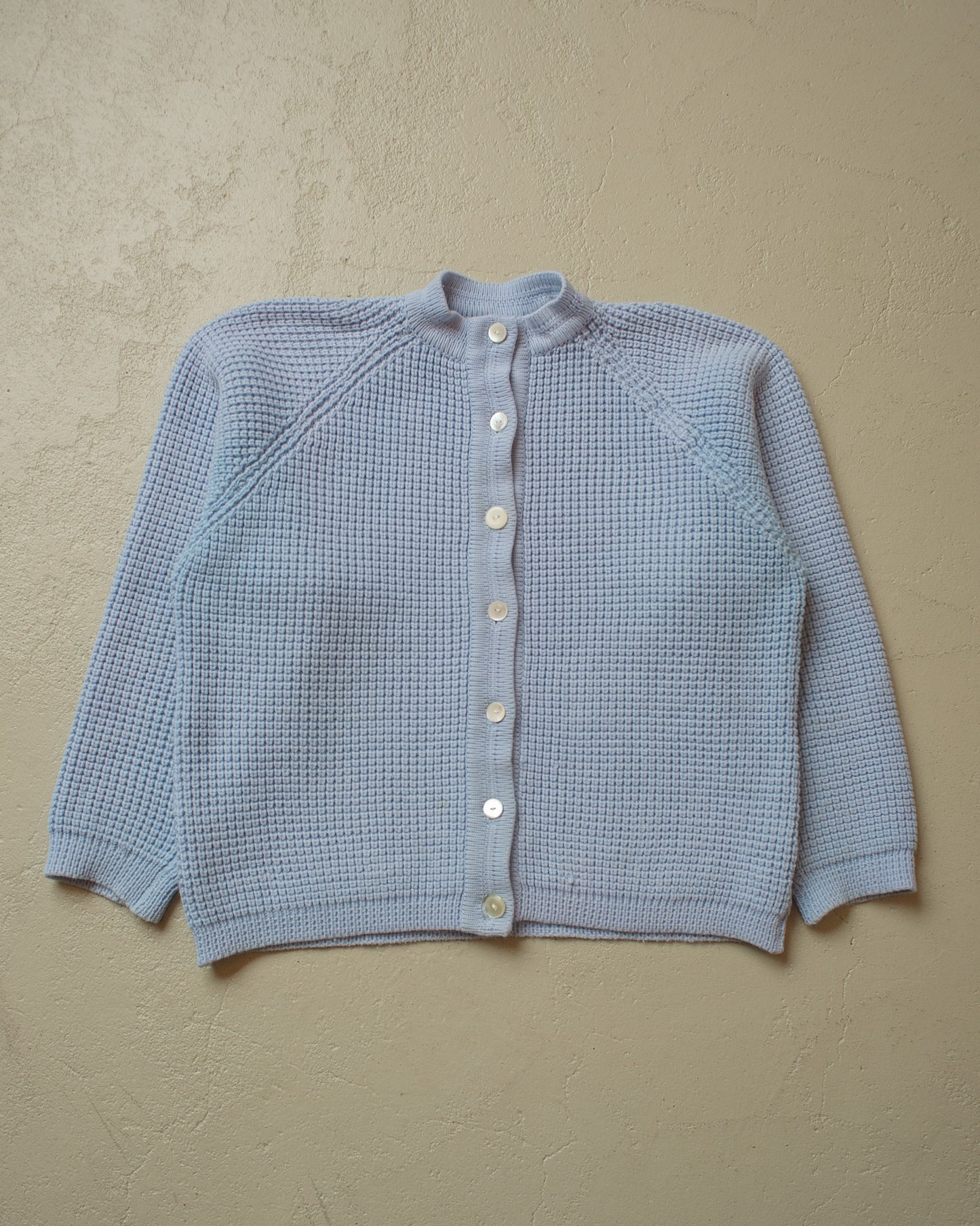 1950s/60s Womens "Waffle" Knit Jacket blue - M/L