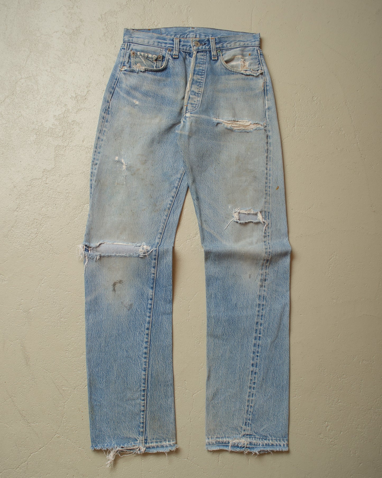 1980´s Levi´s 501 Selvedge distressed Jeans blue - W28 L33