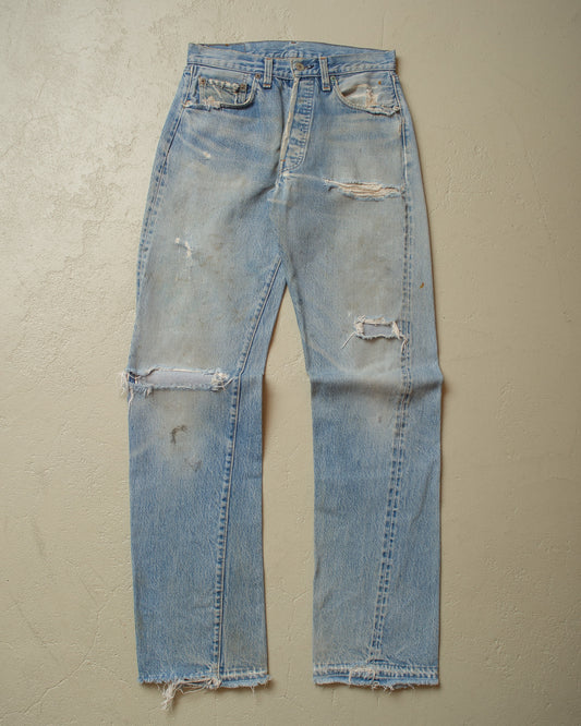 1980´s Levi´s 501 Selvedge distressed Jeans blue - W28 L33