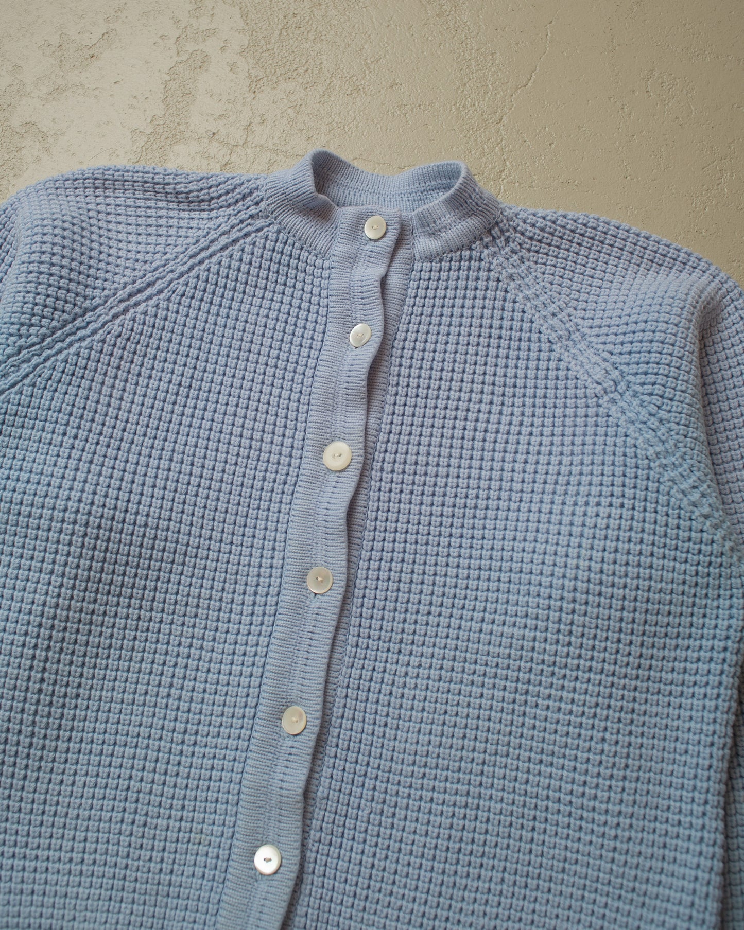 1950s/60s Womens "Waffle" Knit Jacket blue - M/L