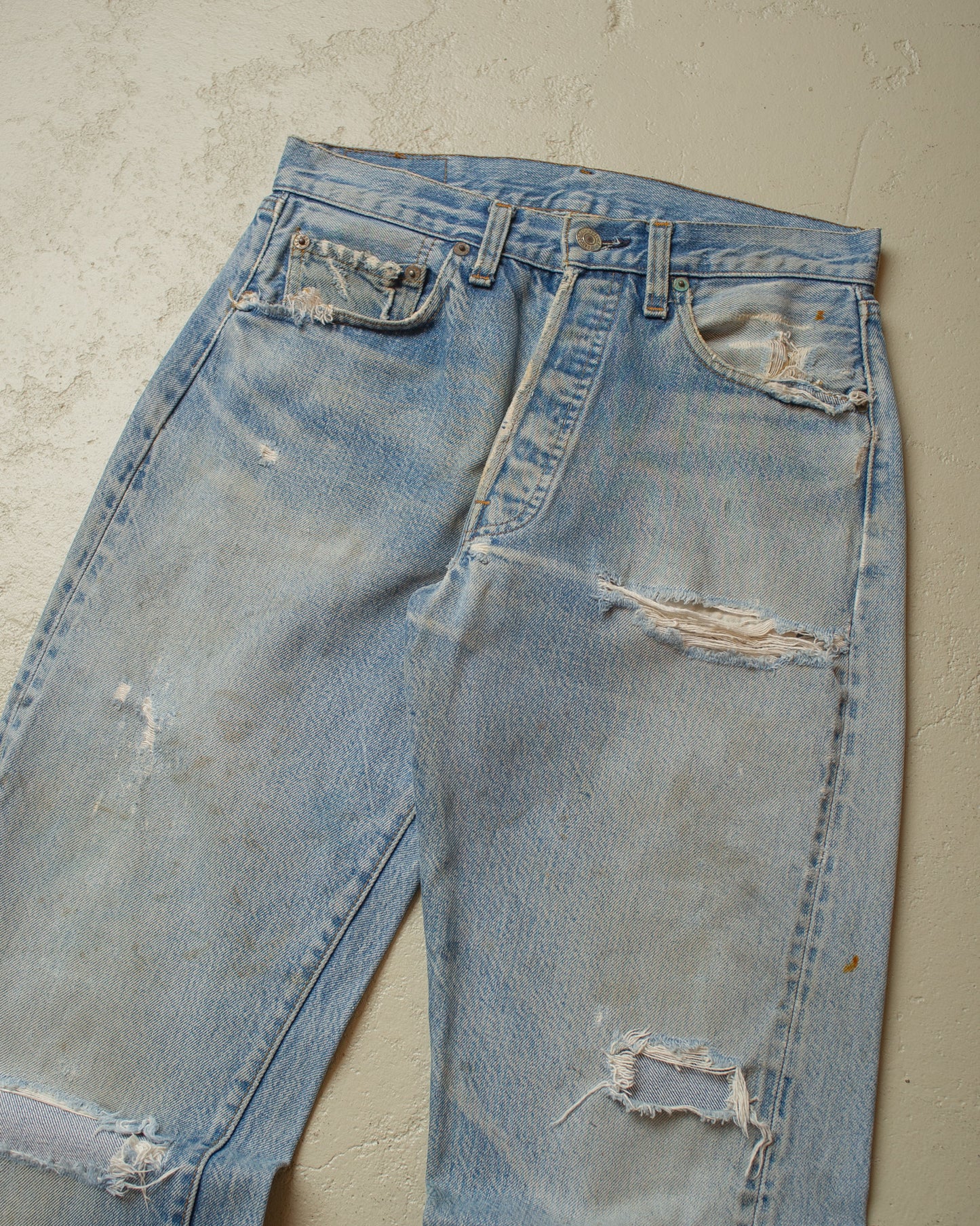 1980´s Levi´s 501 Selvedge distressed Jeans blue - W28 L33