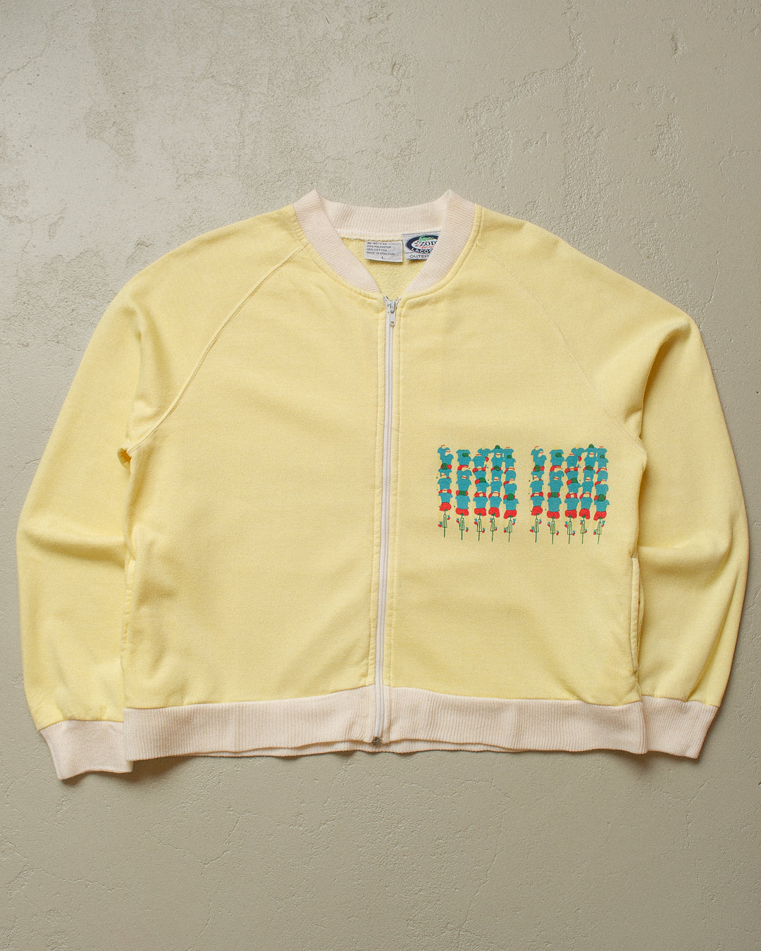 Womens 80s IZOD Lacoste Bicycle Zip Sweatshirt yellow - L