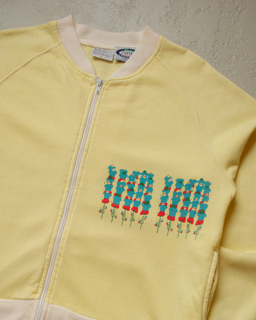 Womens 80s IZOD Lacoste Bicycle Zip Sweatshirt yellow - L