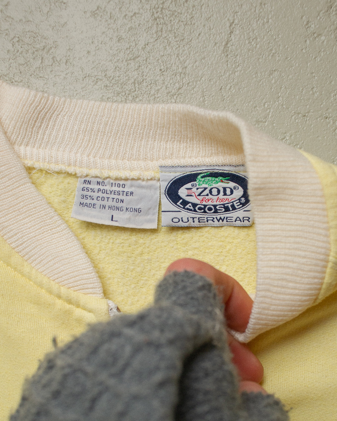 Womens 80s IZOD Lacoste Bicycle Zip Sweatshirt yellow - L