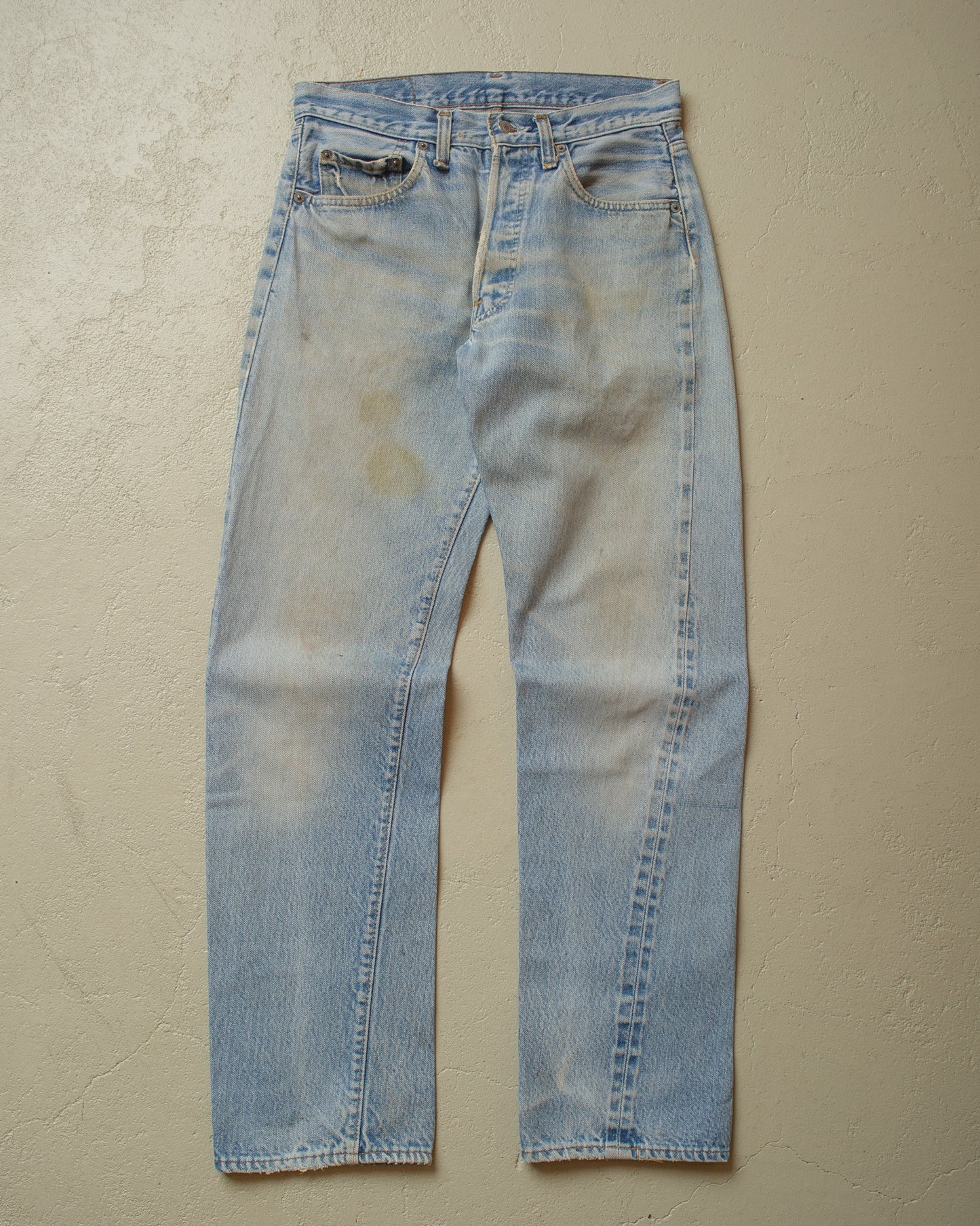 1980s Levi´s 501 Selvedge stained Jeans blue - W29 L30