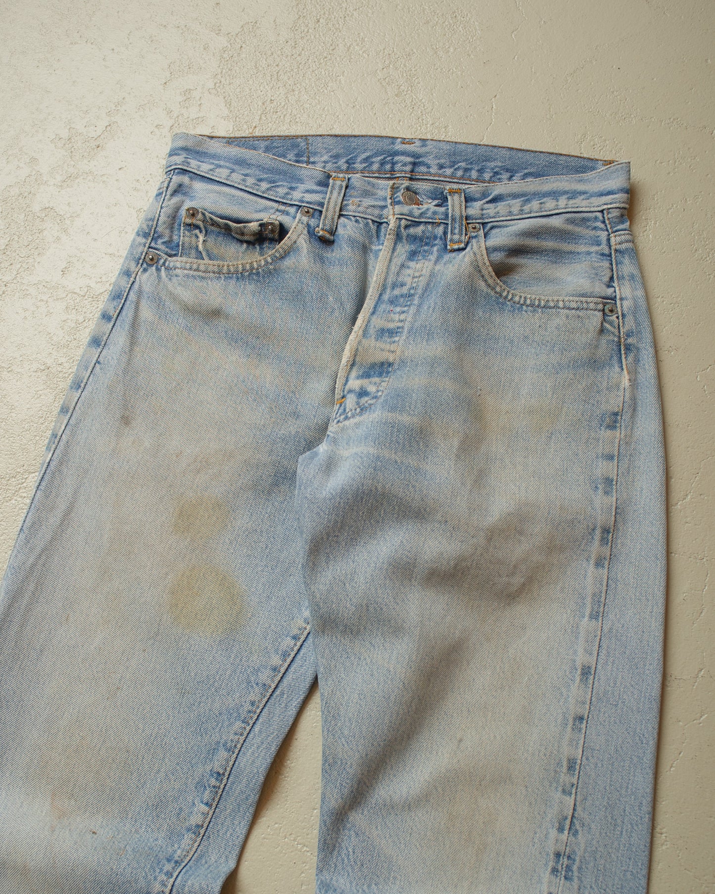 1980s Levi´s 501 Selvedge stained Jeans blue - W29 L30