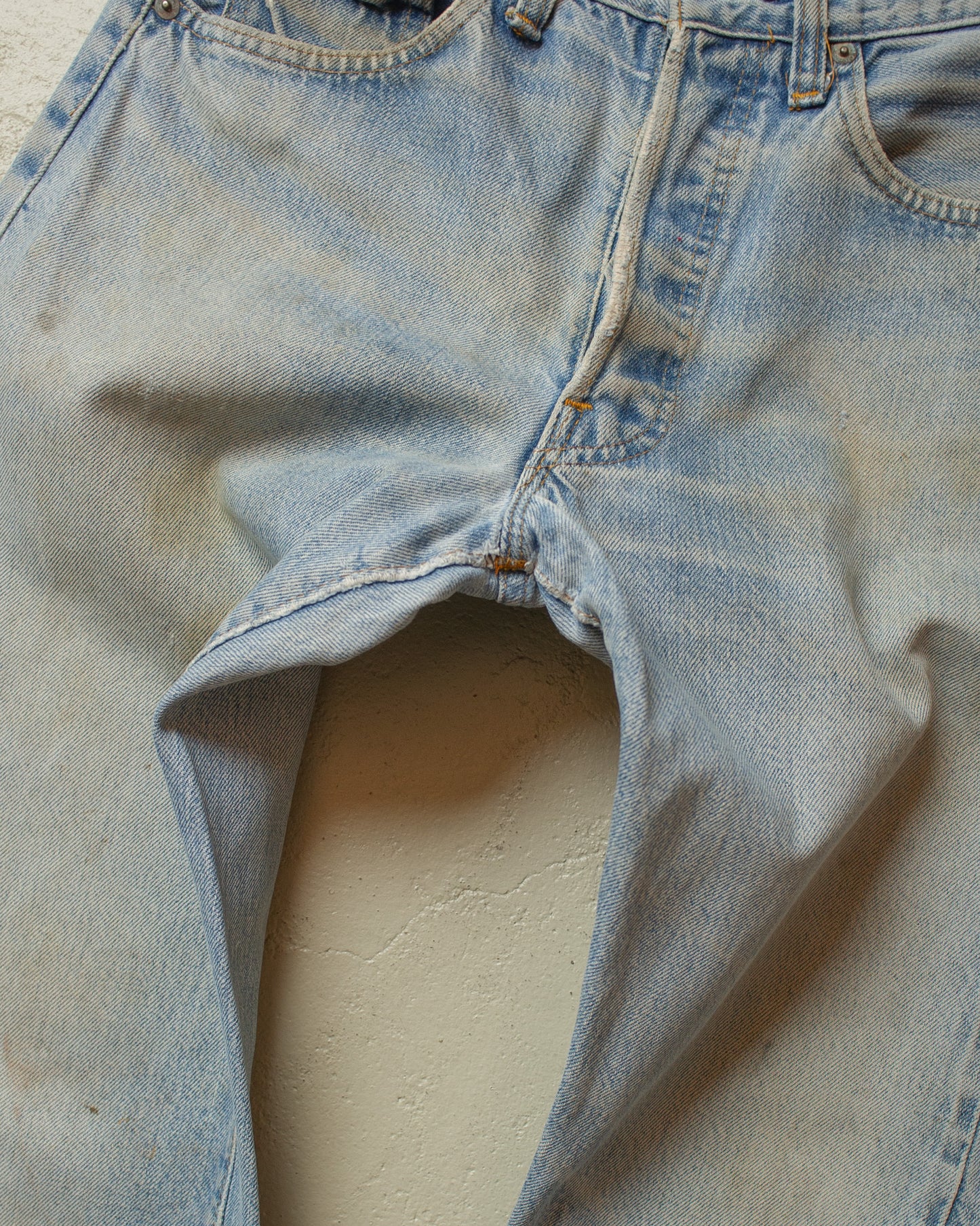 1980s Levi´s 501 Selvedge stained Jeans blue - W29 L30
