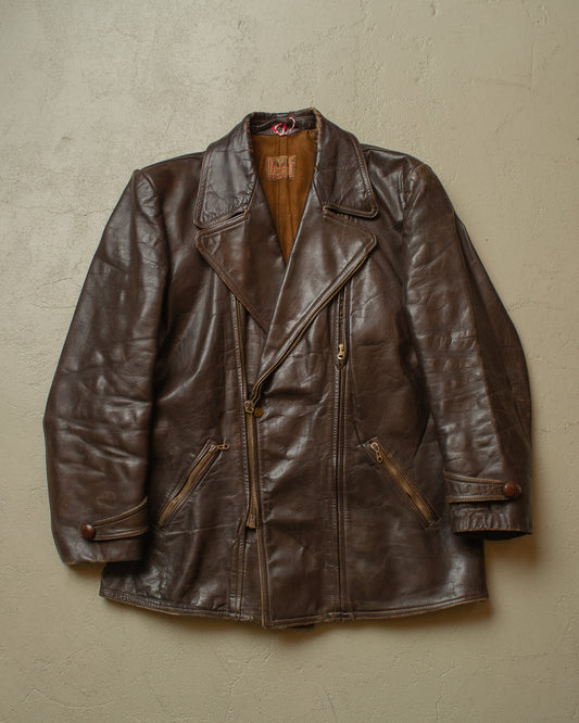 1950s Haelson Leather Biker Jacket brown - M/L