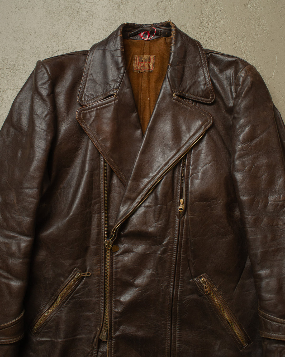1950s Haelson Leather Biker Jacket brown - M/L