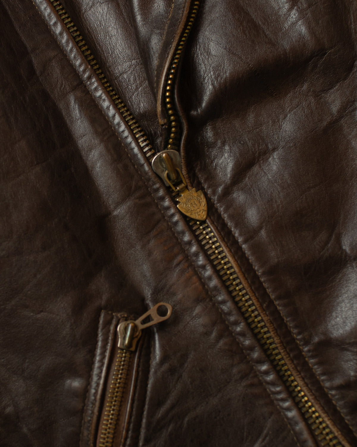 1950s Haelson Leather Biker Jacket brown - M/L