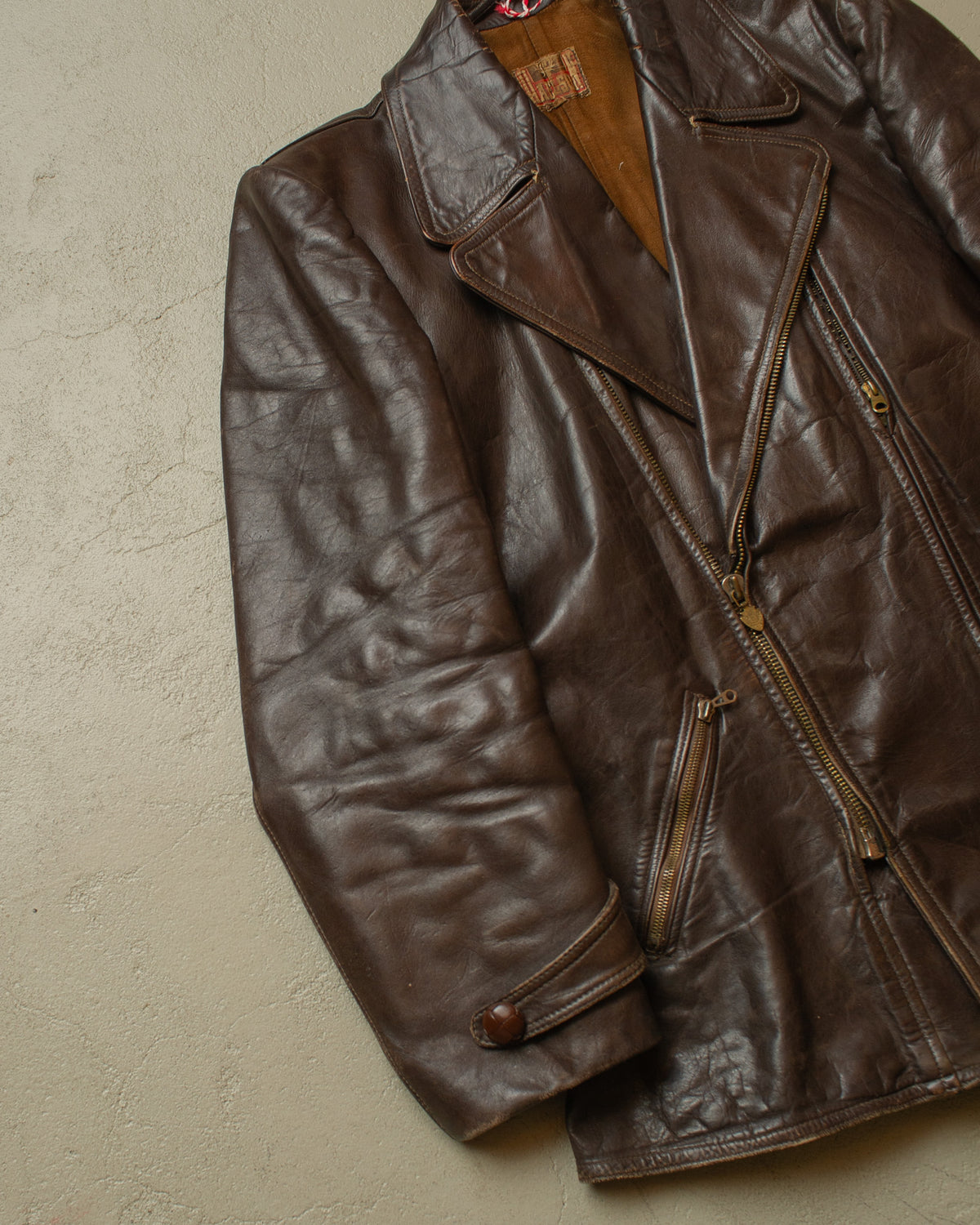 1950s Haelson Leather Biker Jacket brown - M/L