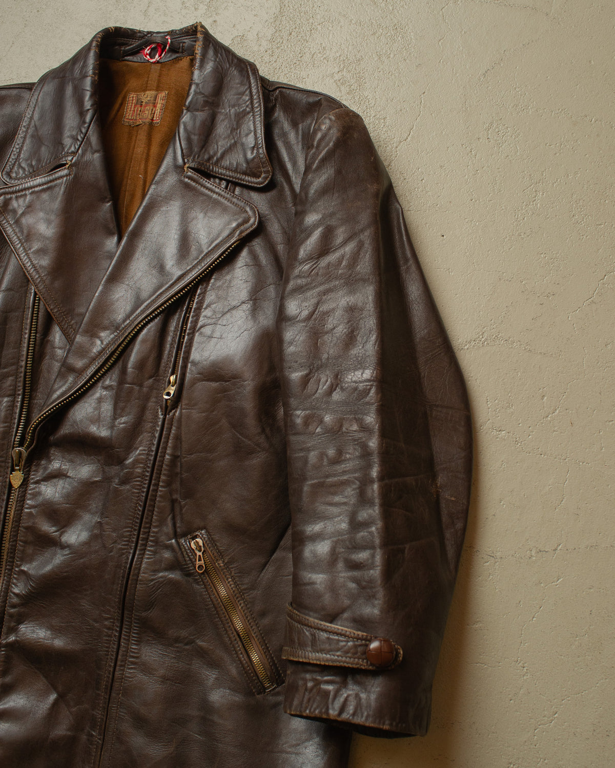 1950s Haelson Leather Biker Jacket brown - M/L