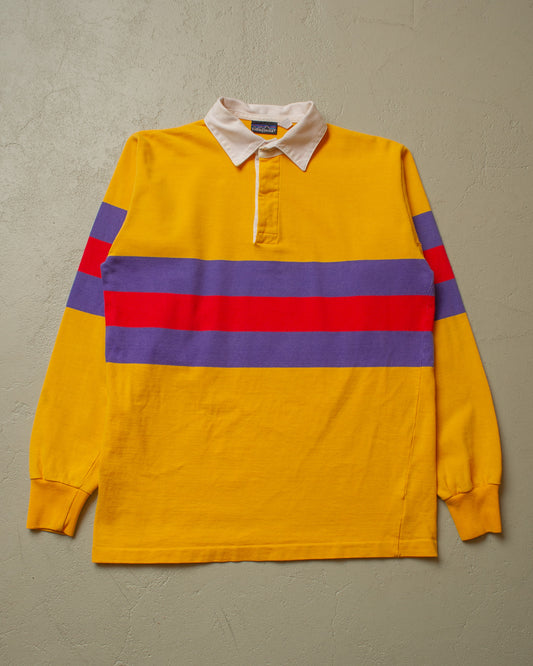 1980s Patagonia striped Rugby Shirt yellow - L