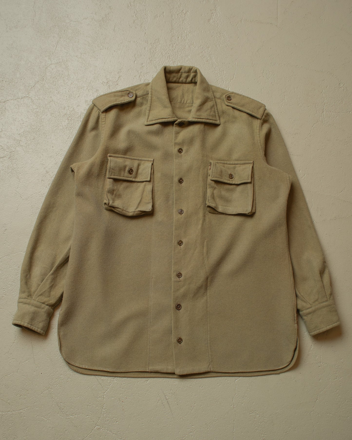 1940s Womens US Army Wool Shirt (Gas Flaps) khaki - M/L
