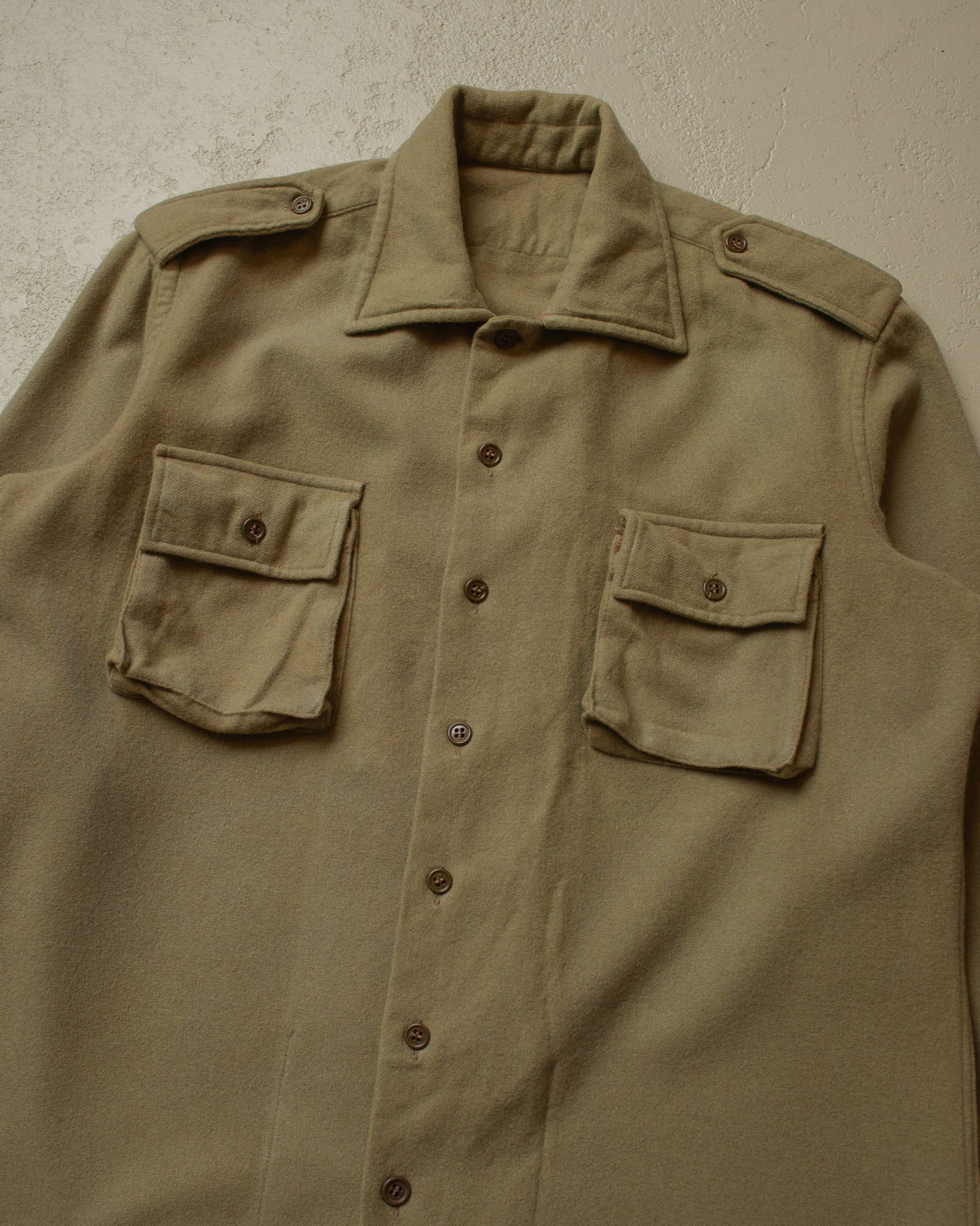 1940s Womens US Army Wool Shirt (Gas Flaps) khaki - M/L