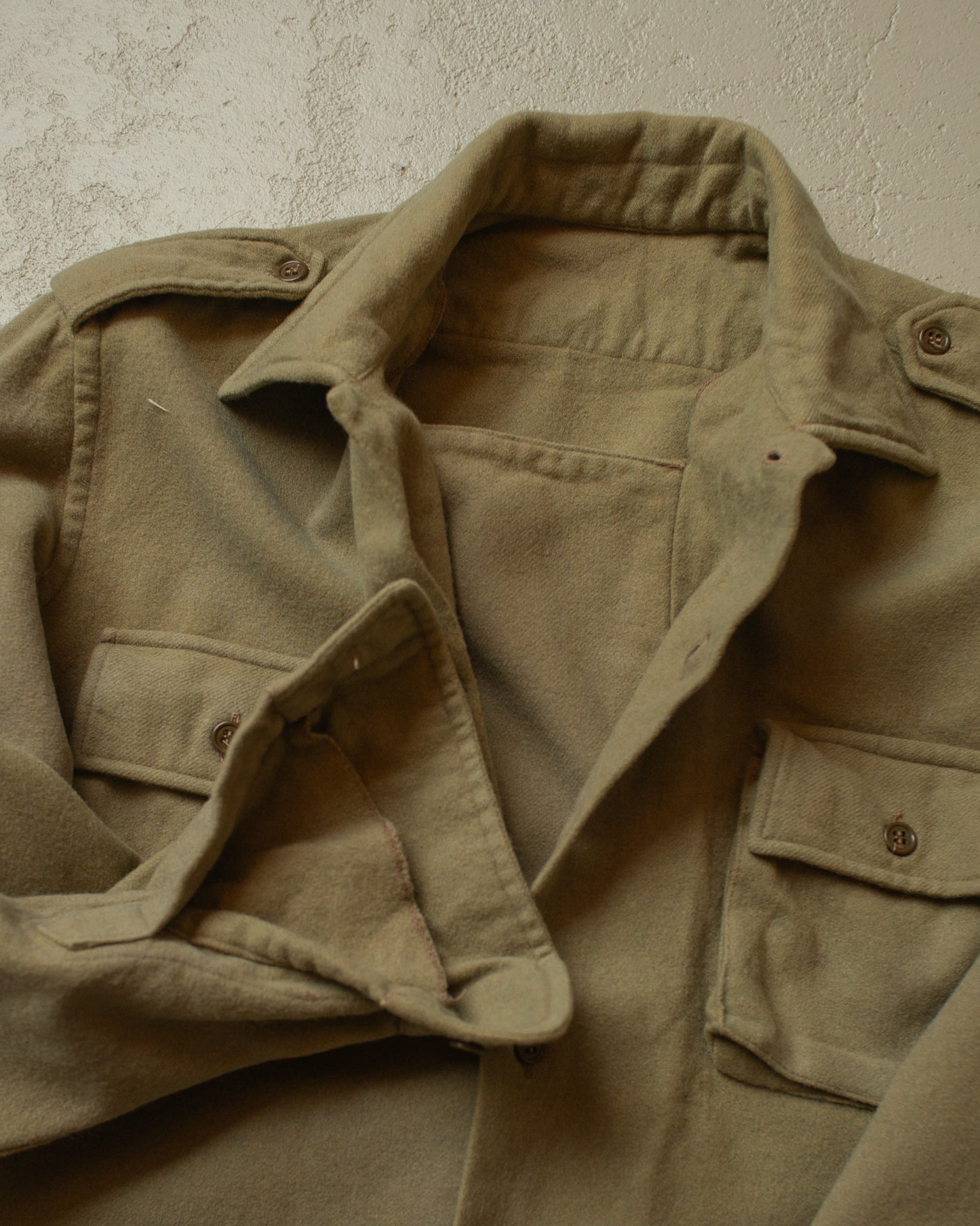 1940s Womens US Army Wool Shirt (Gas Flaps) khaki - M/L