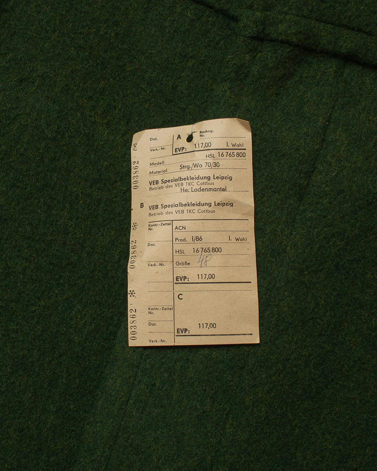 1980s Deadstock East German "Loden" Wool Coat green - L