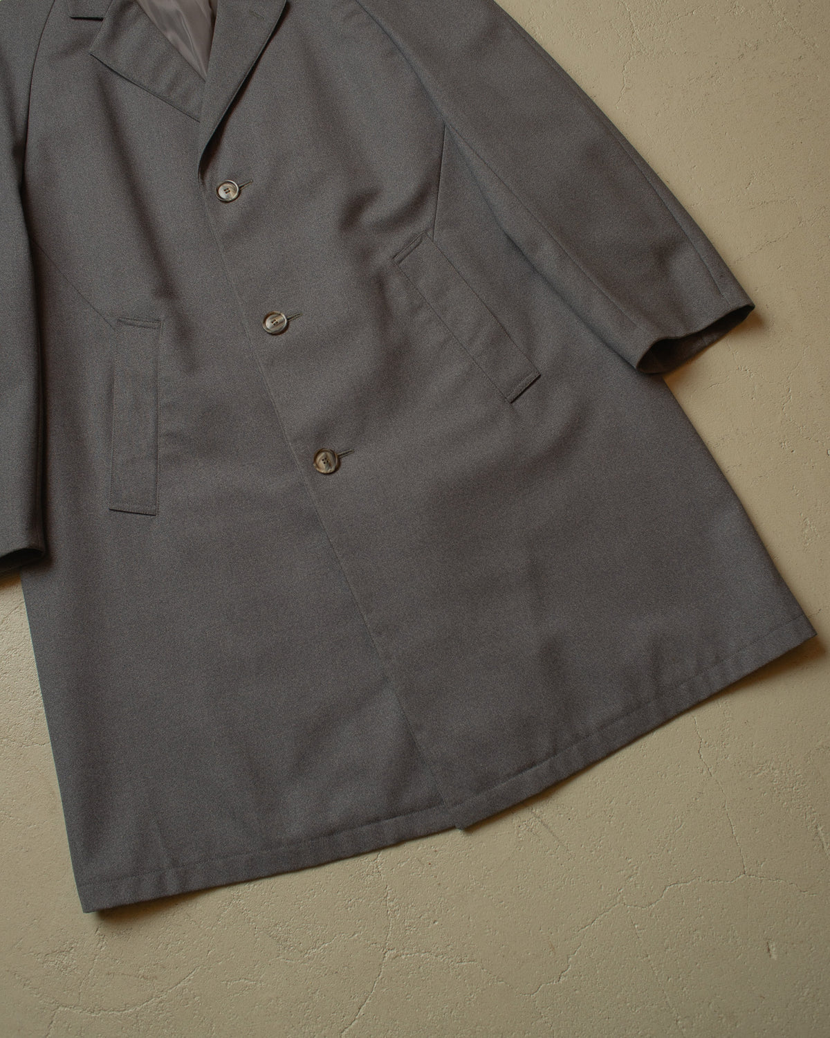 1960s German C&A Wool Gabardine Raglan Coat grey - M