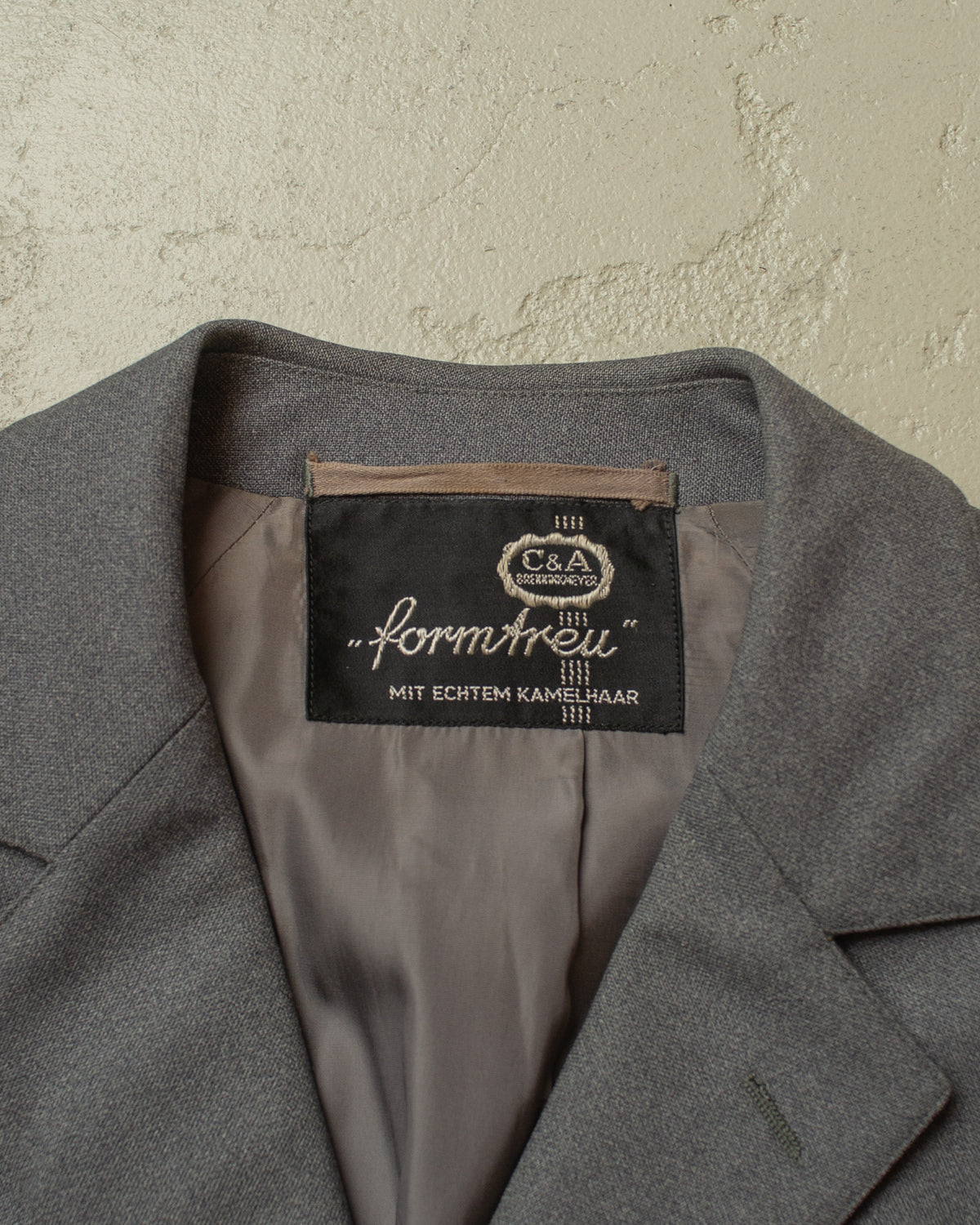 1960s German C&A Wool Gabardine Raglan Coat grey - M