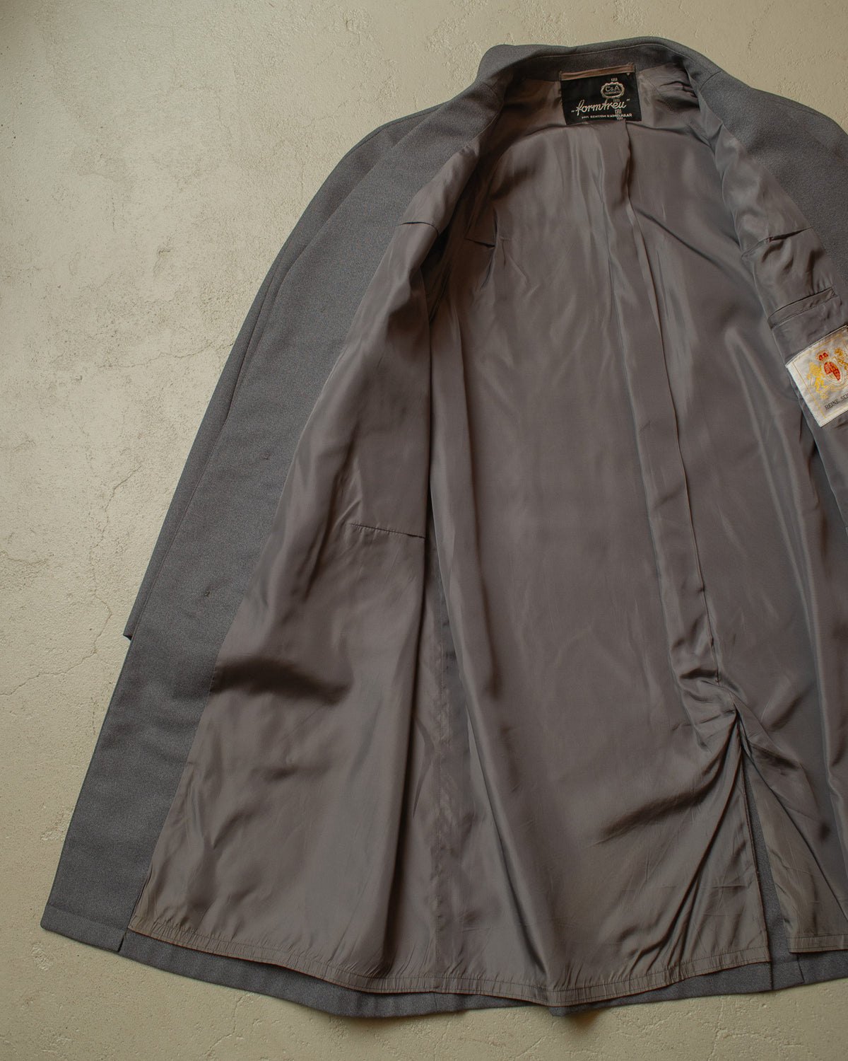 1960s German C&A Wool Gabardine Raglan Coat grey - M