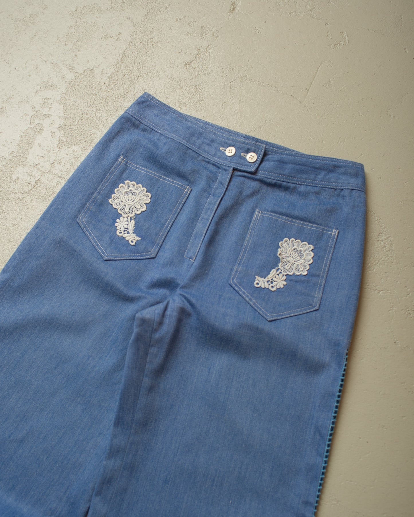 1970´s Embroidered Bellbottom Pants blue - W27 L31