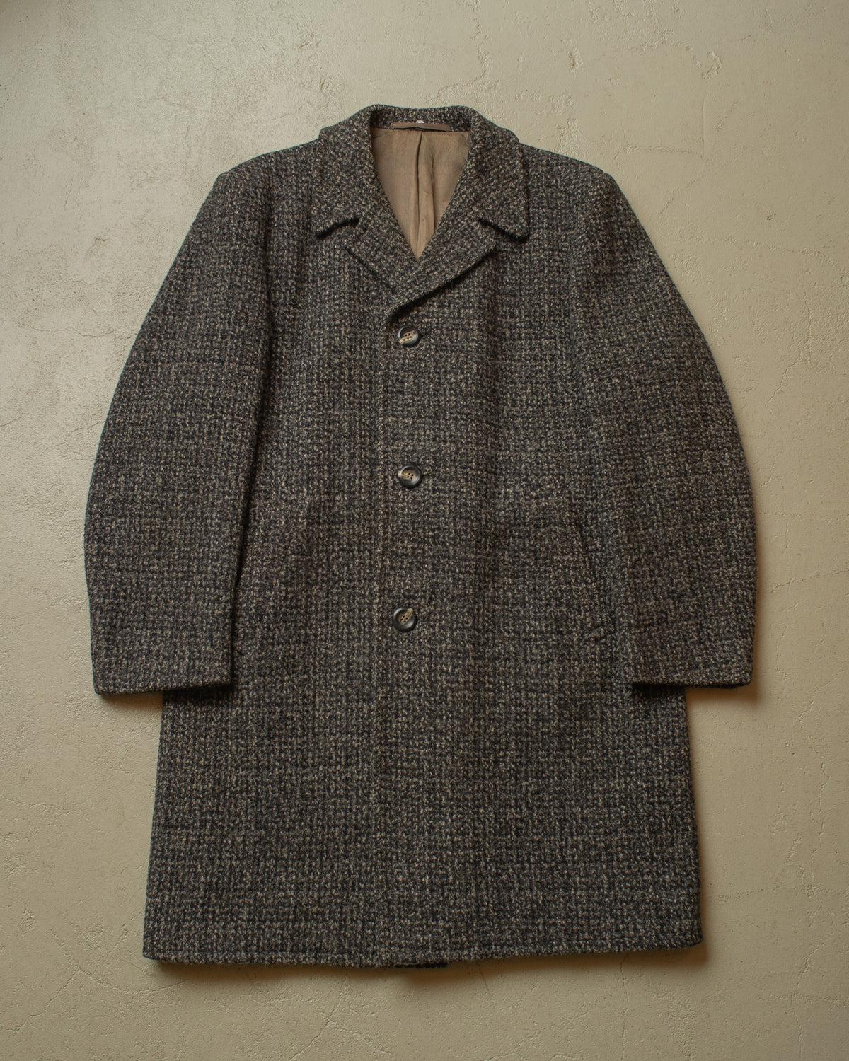 ca. 1950s/60s German Belted Wool Overcoat grey - M