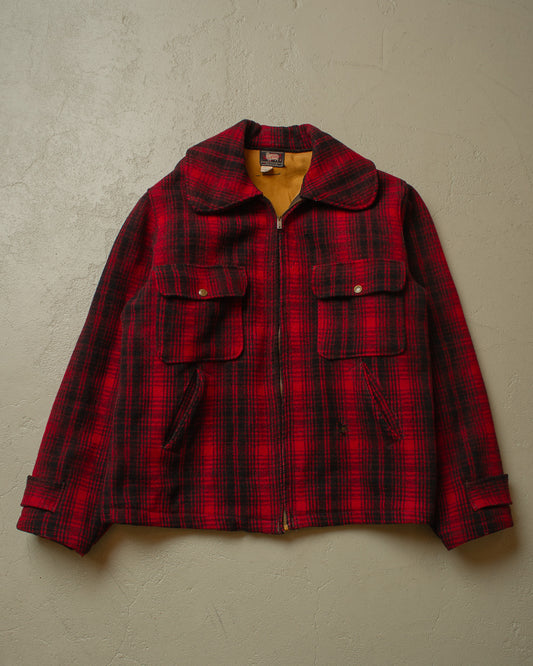 1950s Woolrich Buffalo Plaid Wool Hunting Jacket red - L