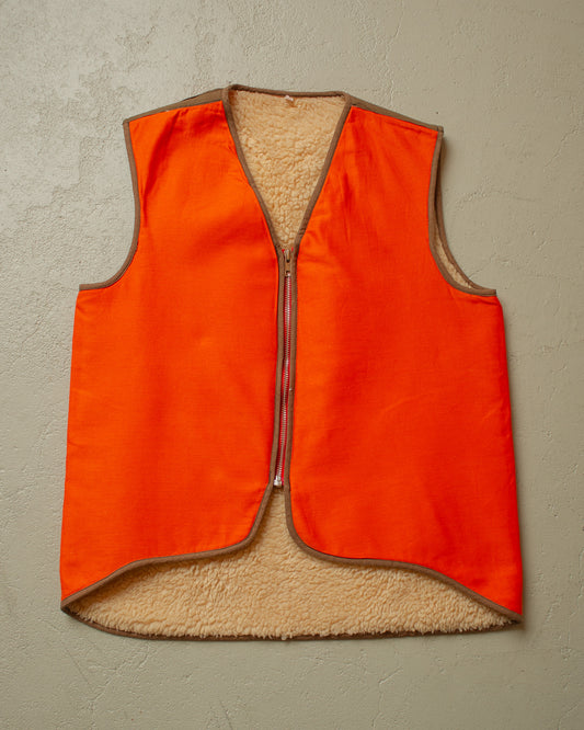 1970s sherpa lined Work Vest orange - M&L/XL