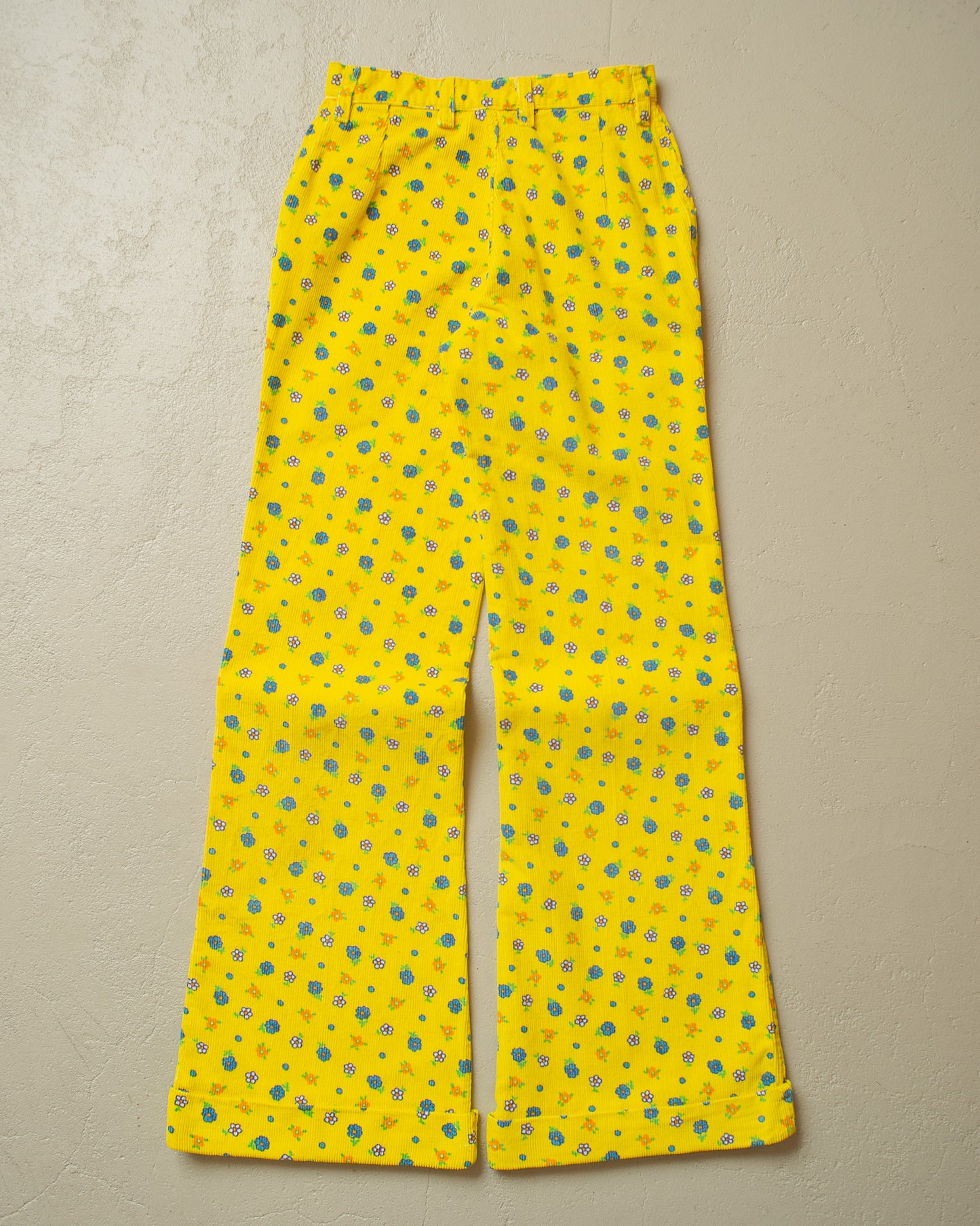 1960s/70s Flower Belbottom Corduroy Pants yellow - W25 L30
