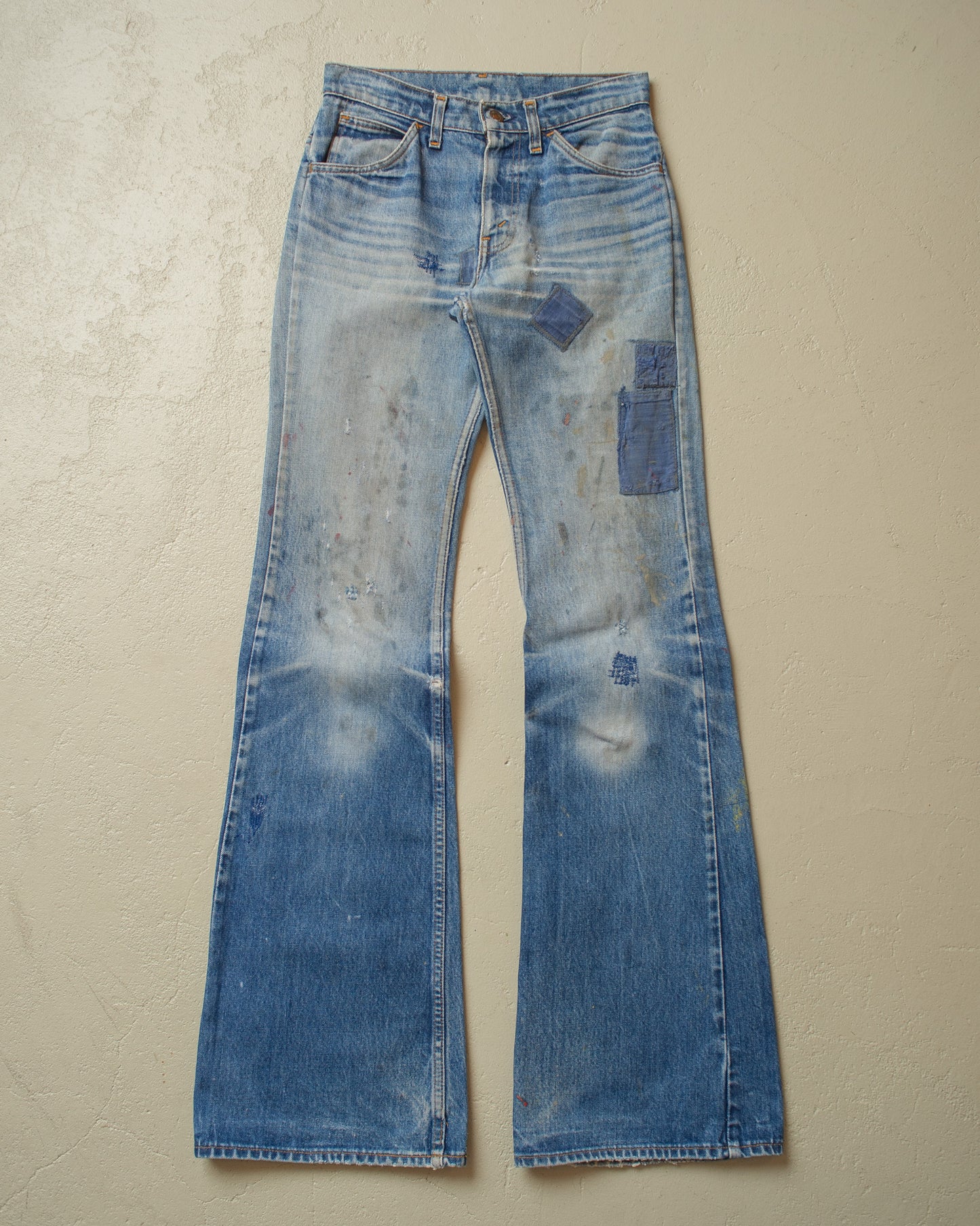 1980s Levi´s repaired Orange Tab Flared Jeans blue - W28 L33