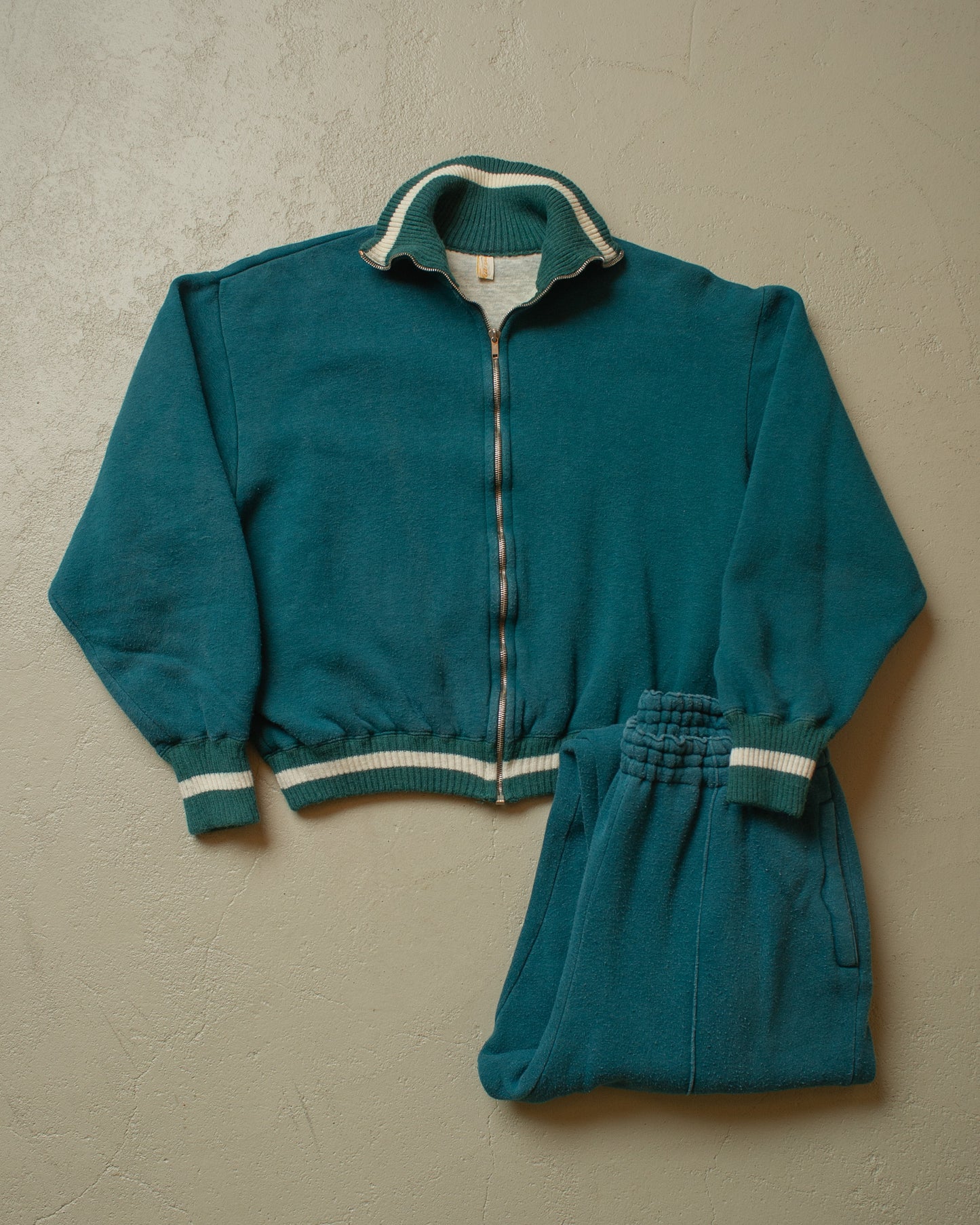 1950s German Two Tone lined Zip Sweatshirt Set - S
